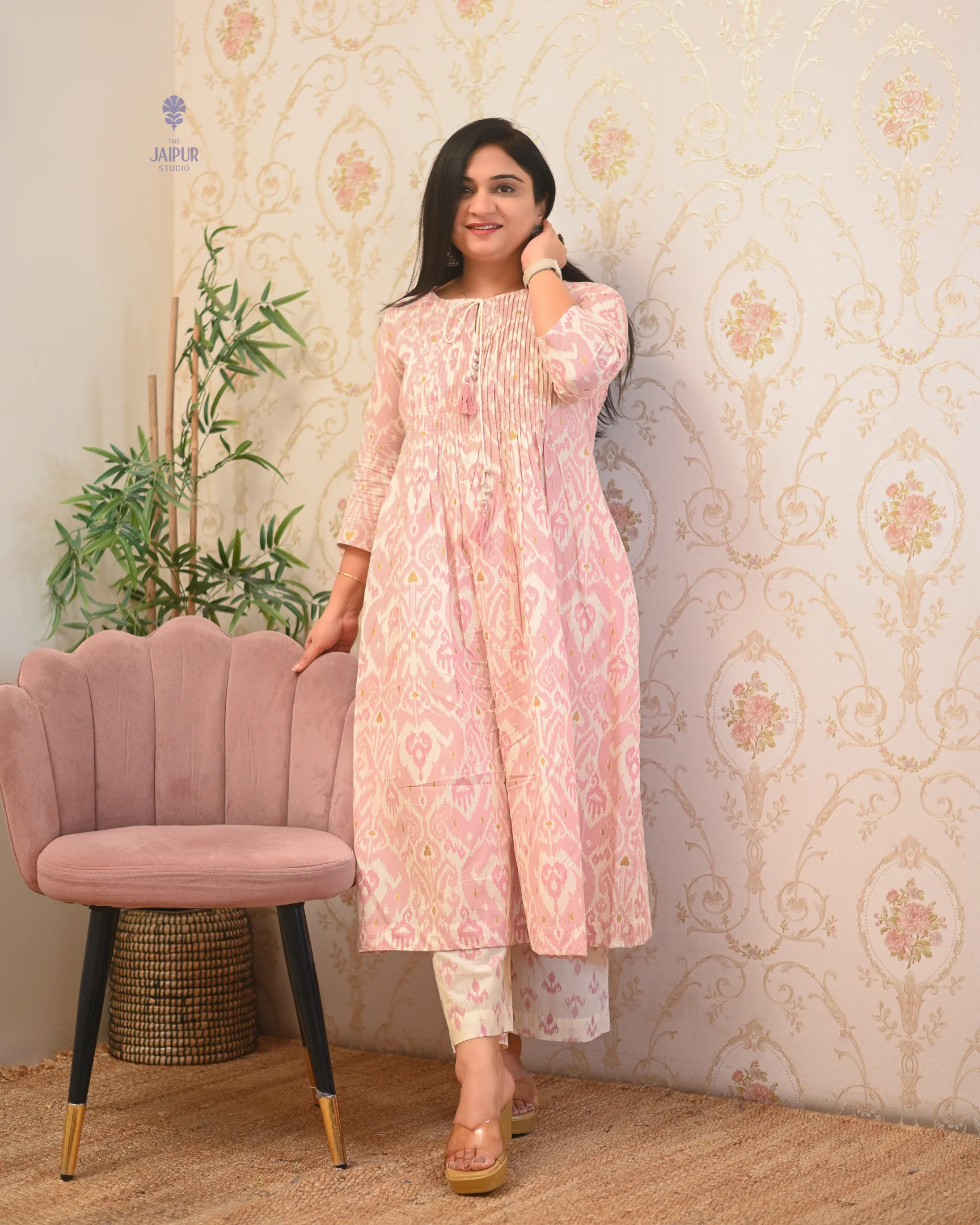 Aamina Cotton Ikkat Flaired Coord set - Image 13
