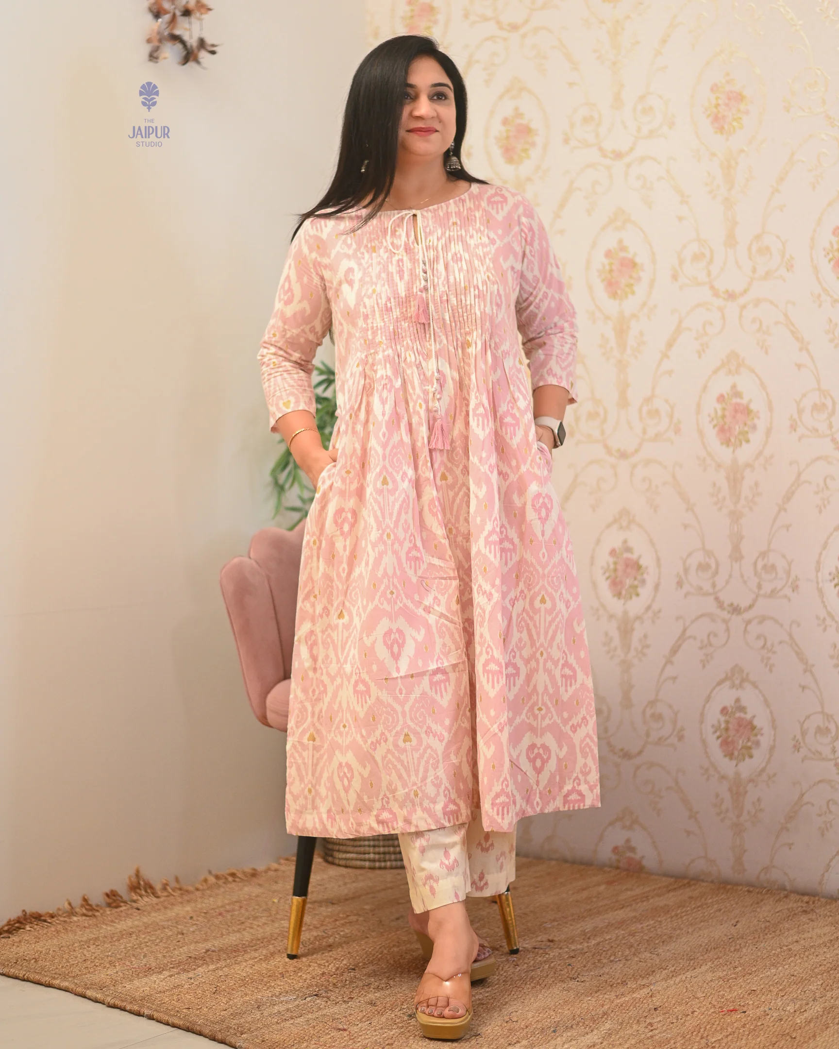 Aamina Cotton Ikkat Flaired Coord set - Image 14