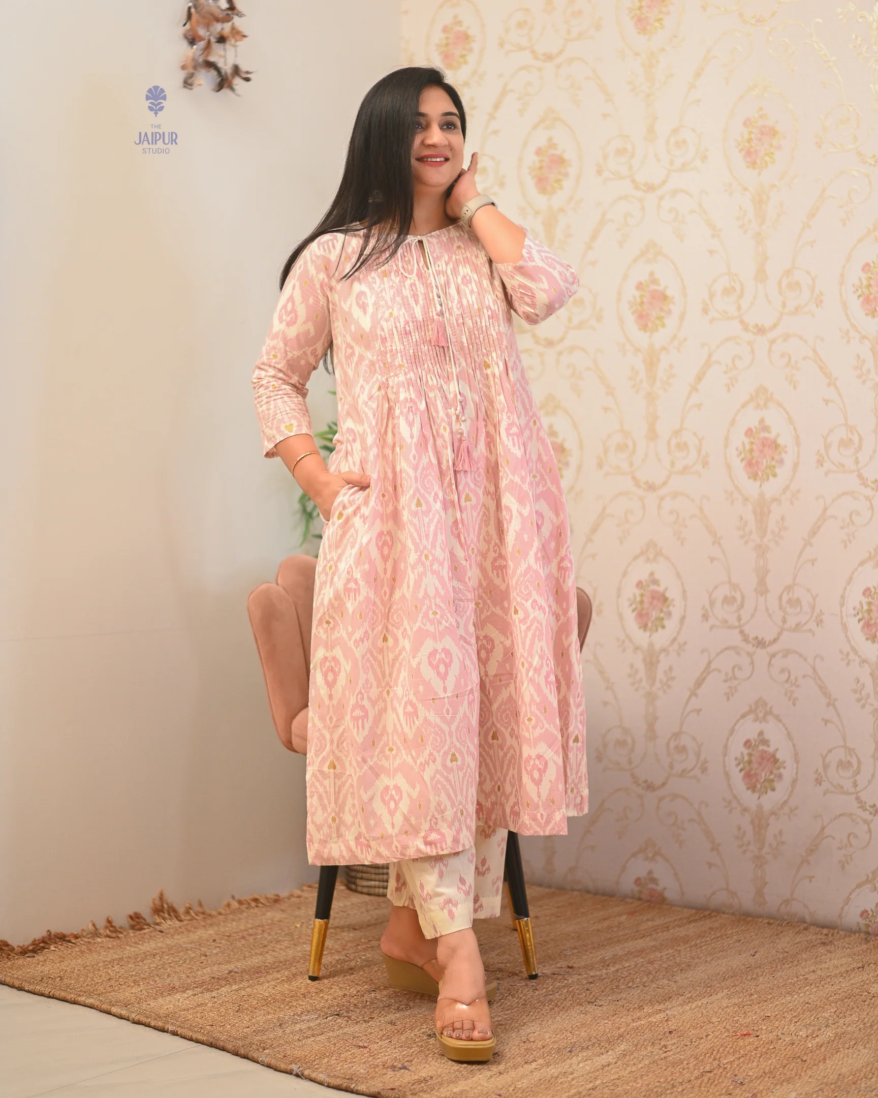 Aamina Cotton Ikkat Flaired Coord set - Image 15
