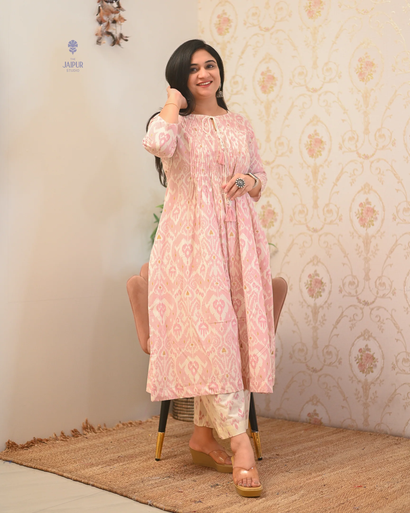 Aamina Cotton Ikkat Flaired Coord set - Image 16