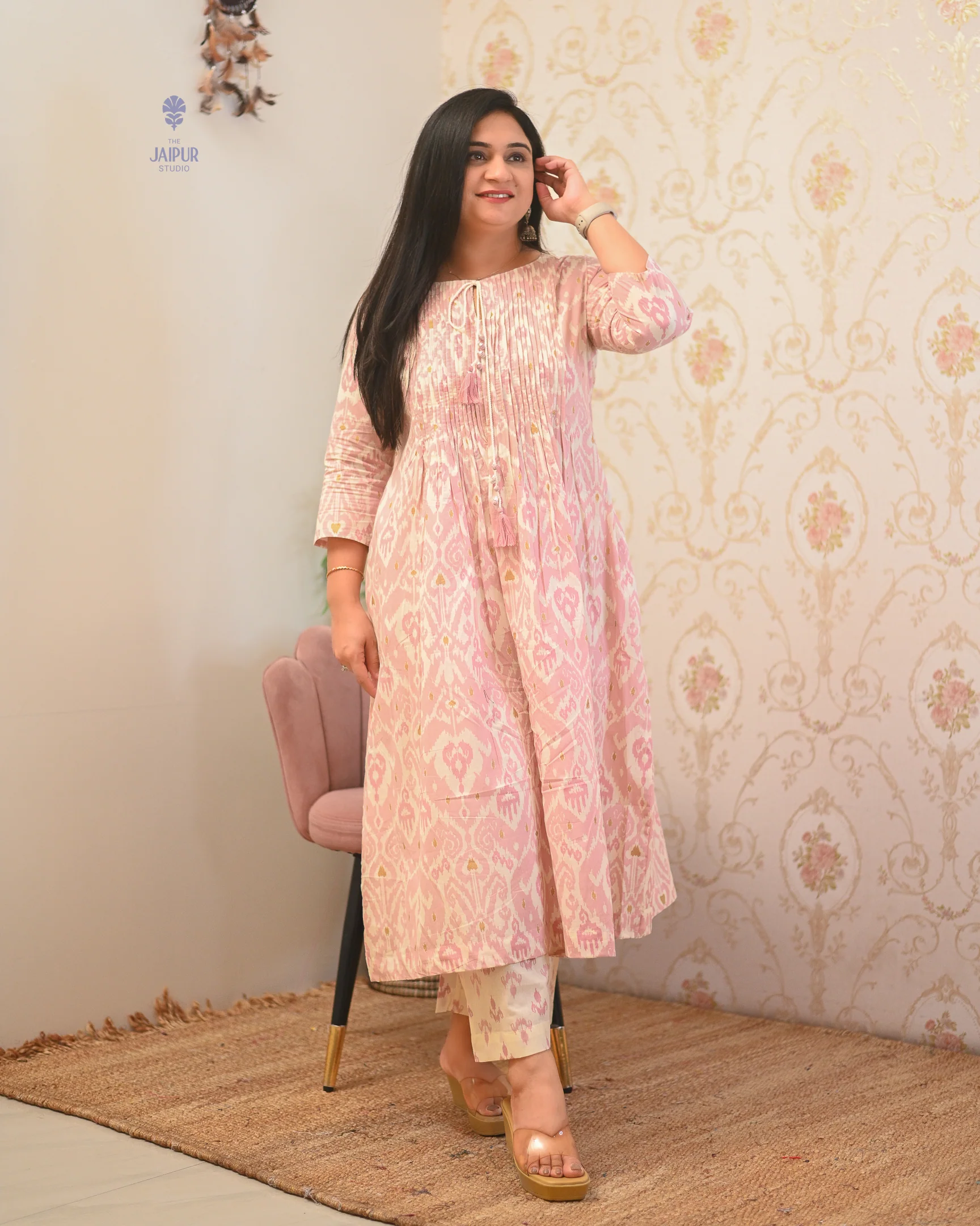 Aamina Cotton Ikkat Flaired Coord set - Image 17