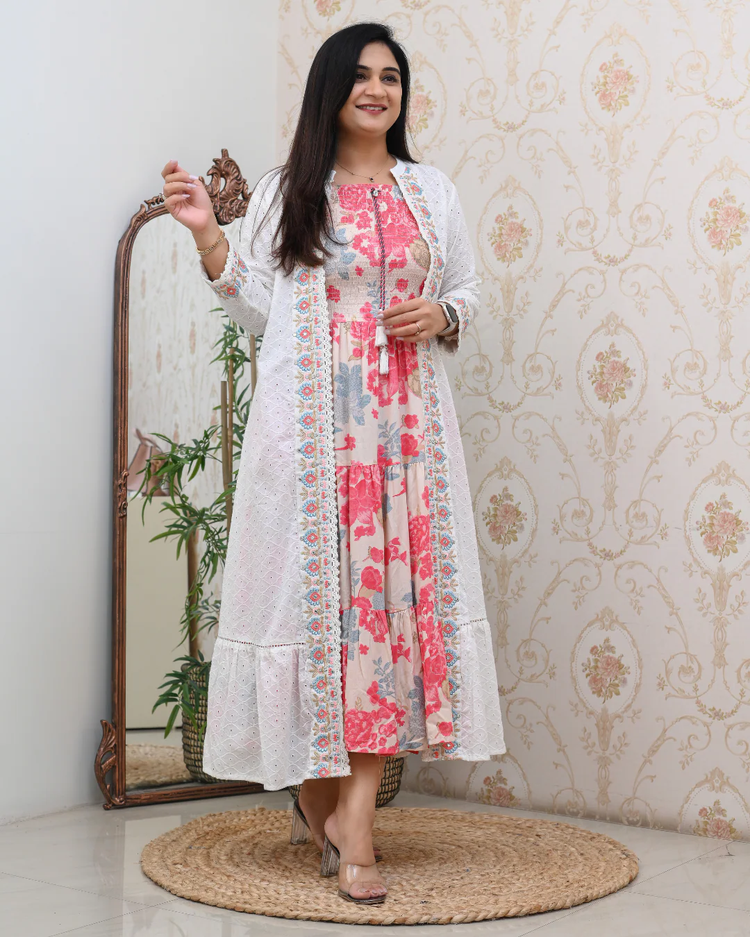 Aashi Cotton Casual Sciffili Long Shrug Dress - Image 9