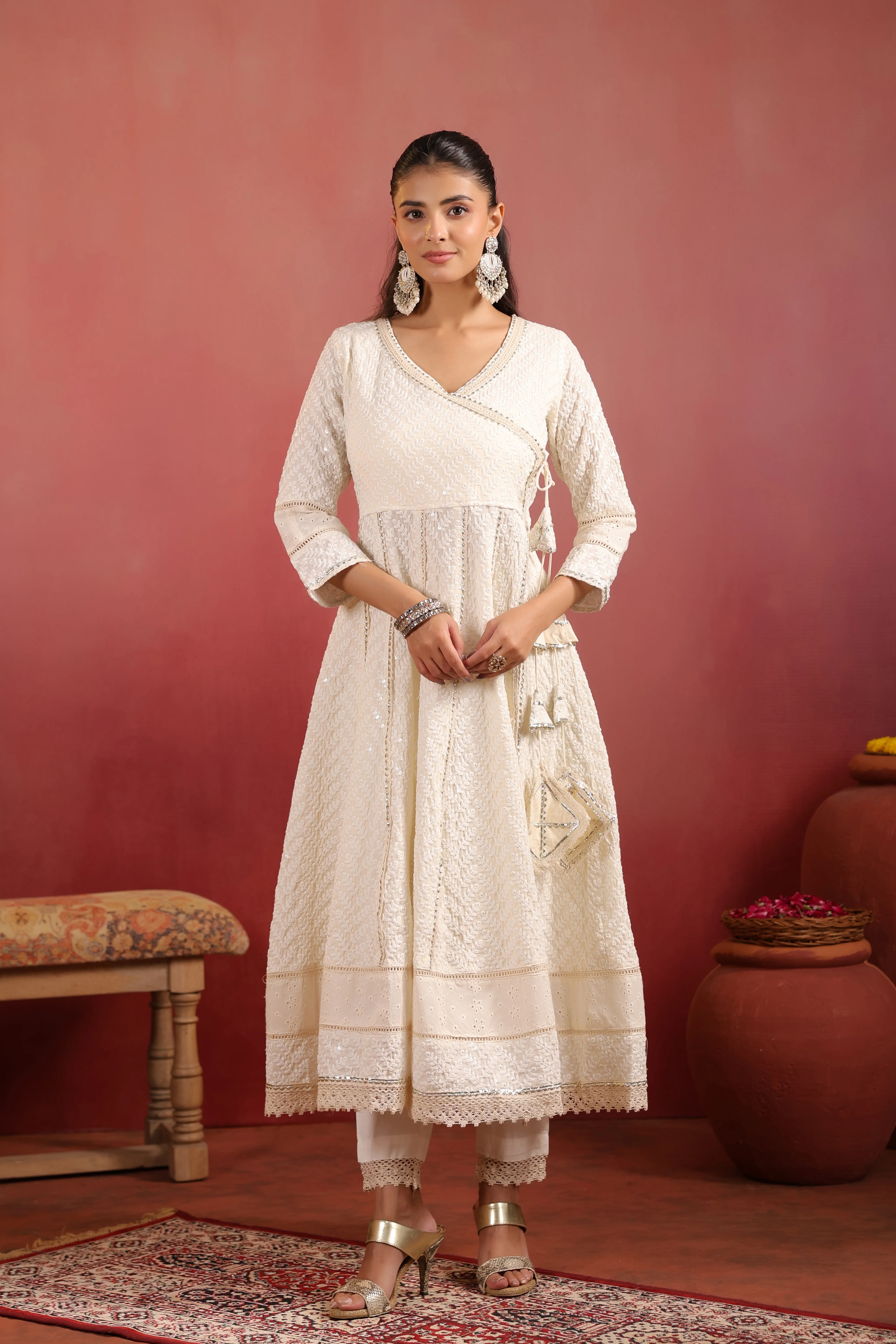 Ada Cotton Sciffili Embroidered Anarkali Set - Image 12