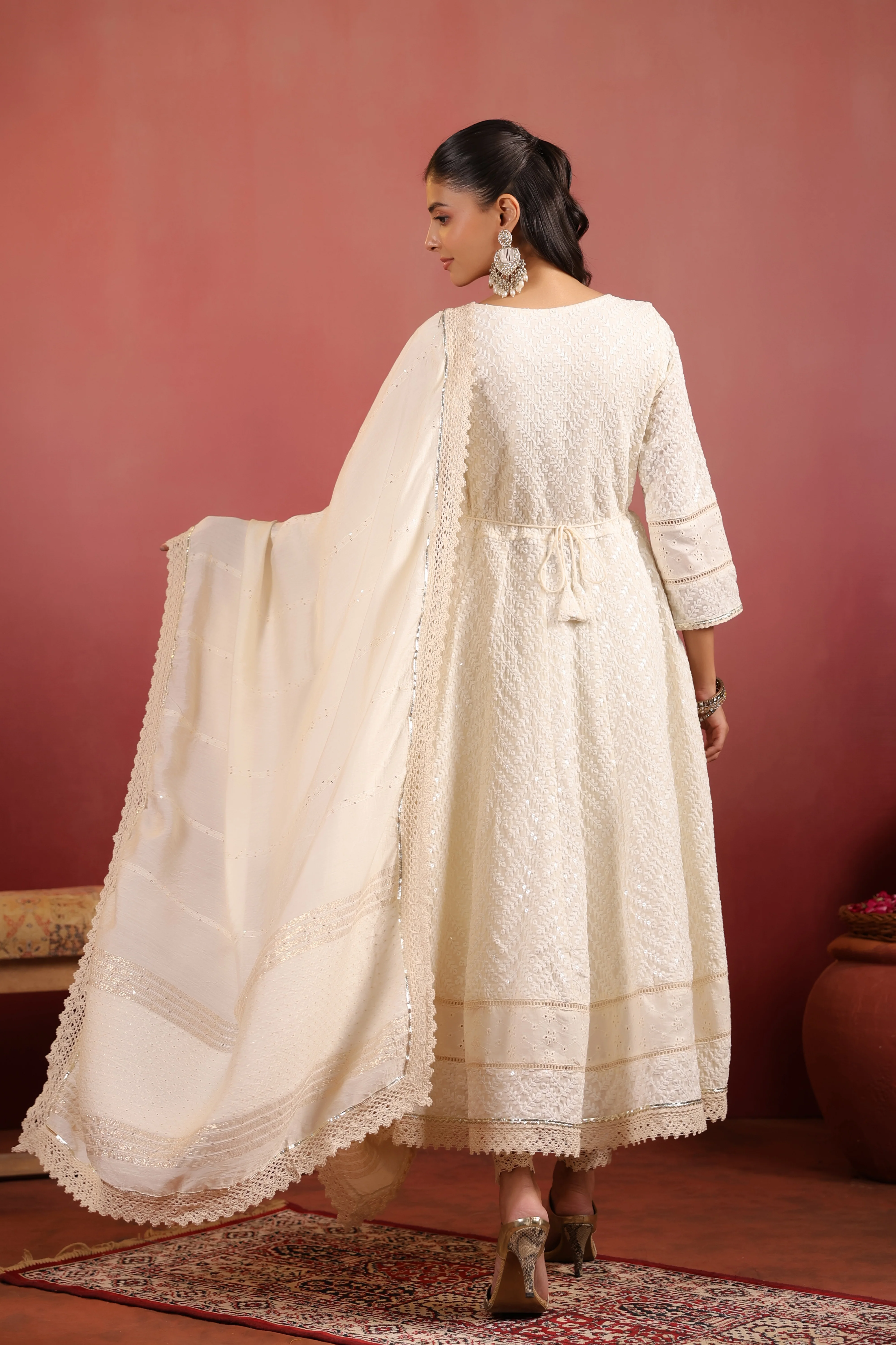 Ada Cotton Sciffili Embroidered Anarkali Set - Image 13