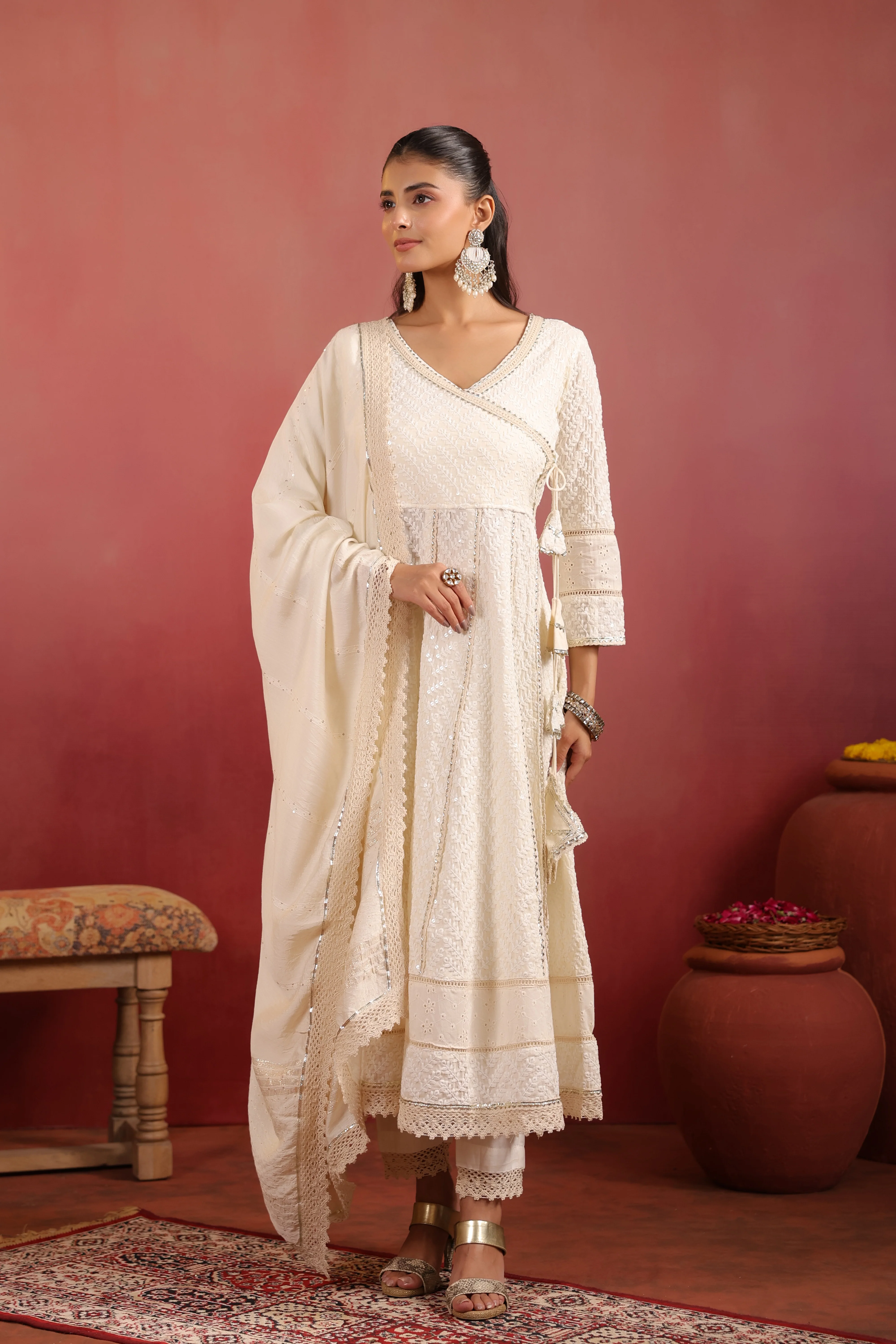 Ada Cotton Sciffili Embroidered Anarkali Set - Image 2