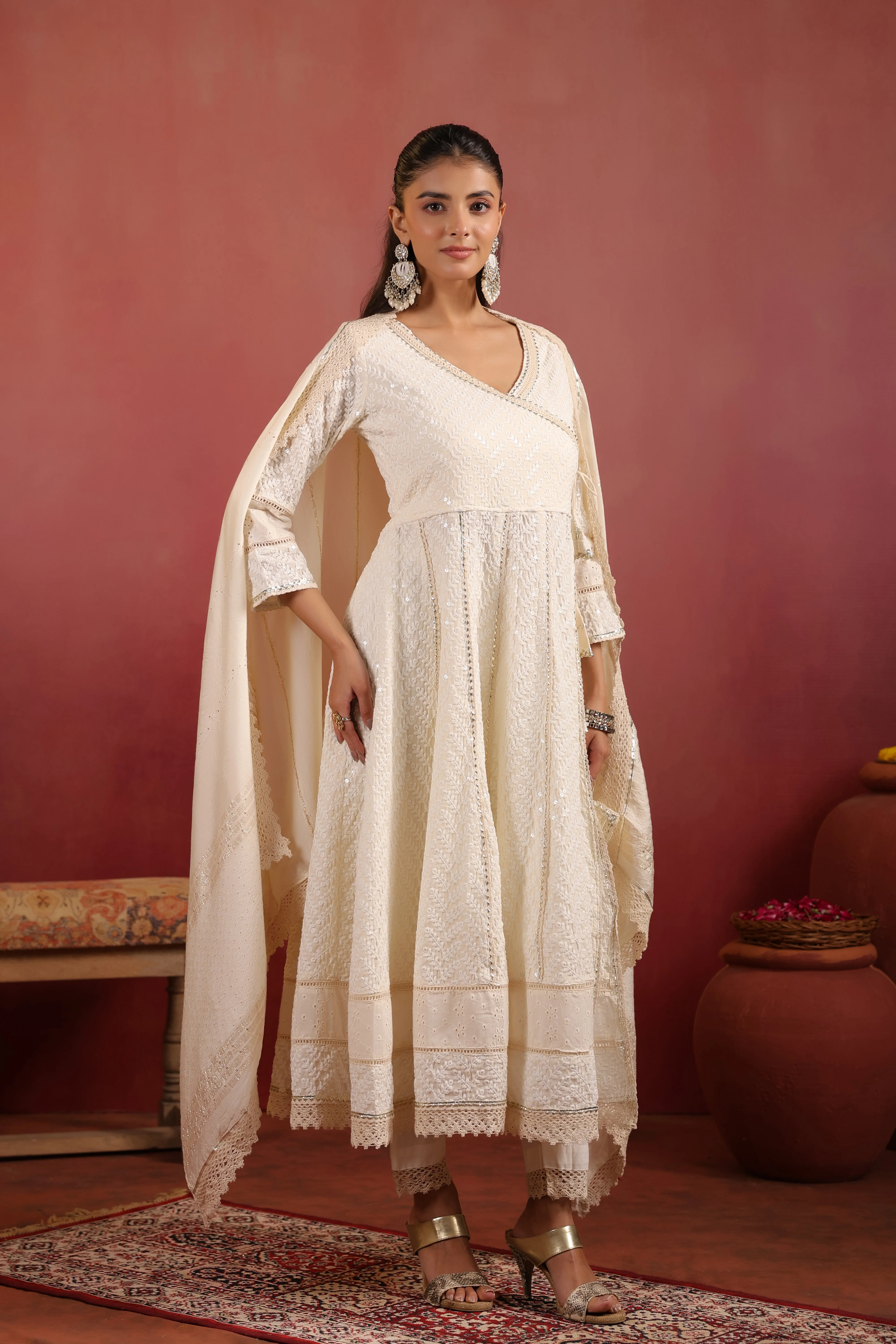 Ada Cotton Sciffili Embroidered Anarkali Set - Image 4