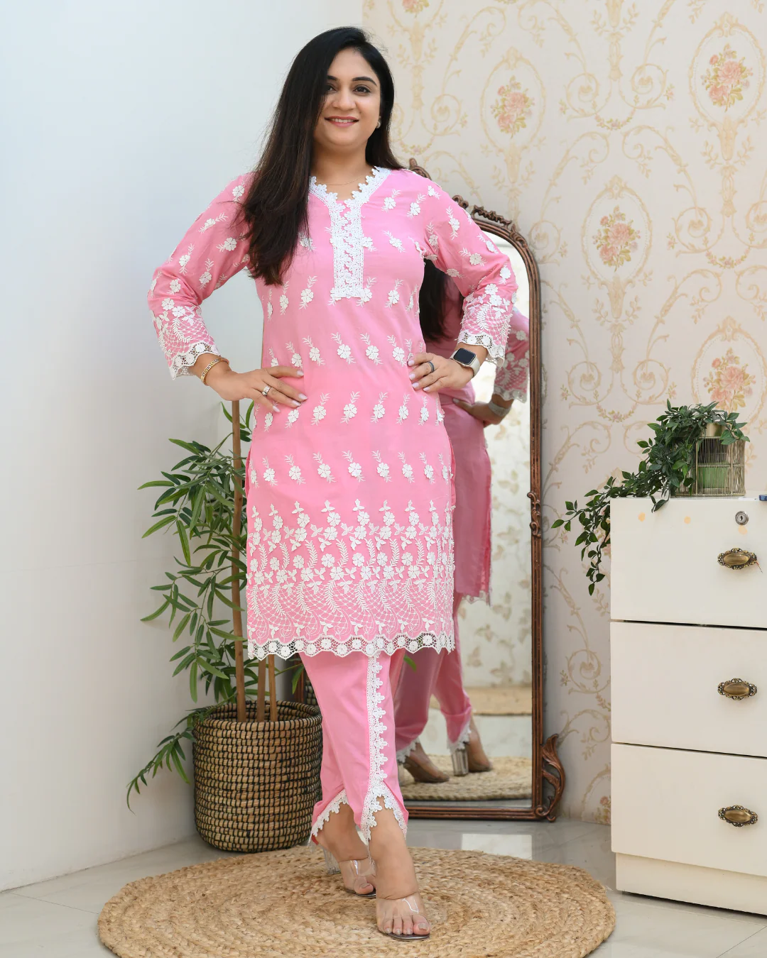 Adah Mul Cotton Embroidered Dhoti Set - Image 4