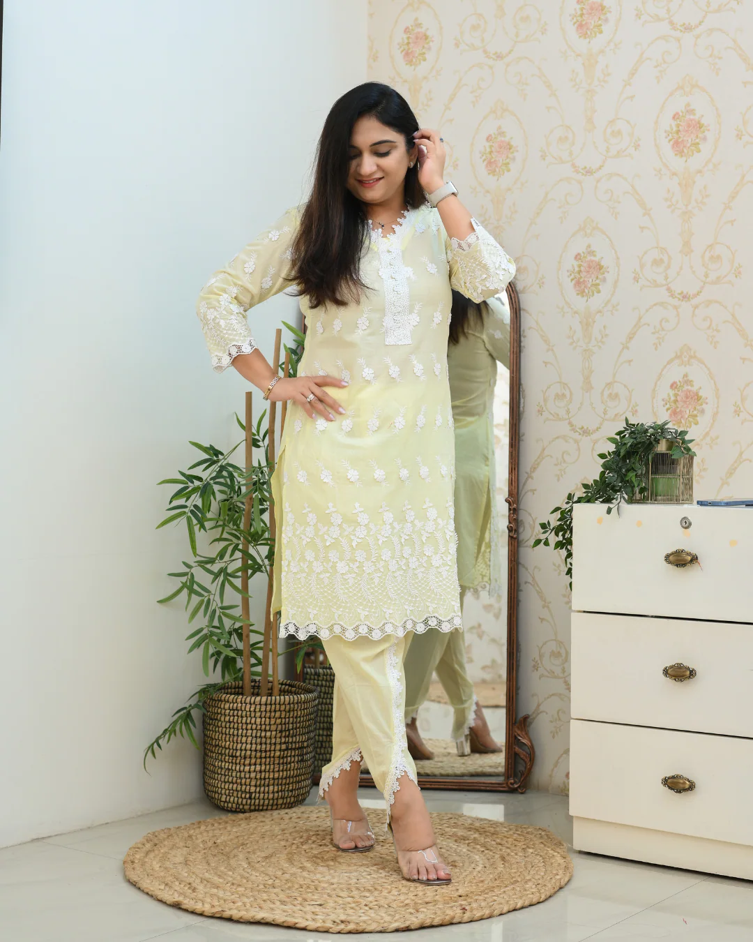 Adah Mul Cotton Embroidered Dhoti Set - Image 5