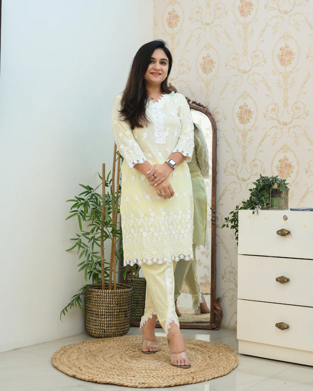 Adah Mul Cotton Embroidered Dhoti Set - Image 7