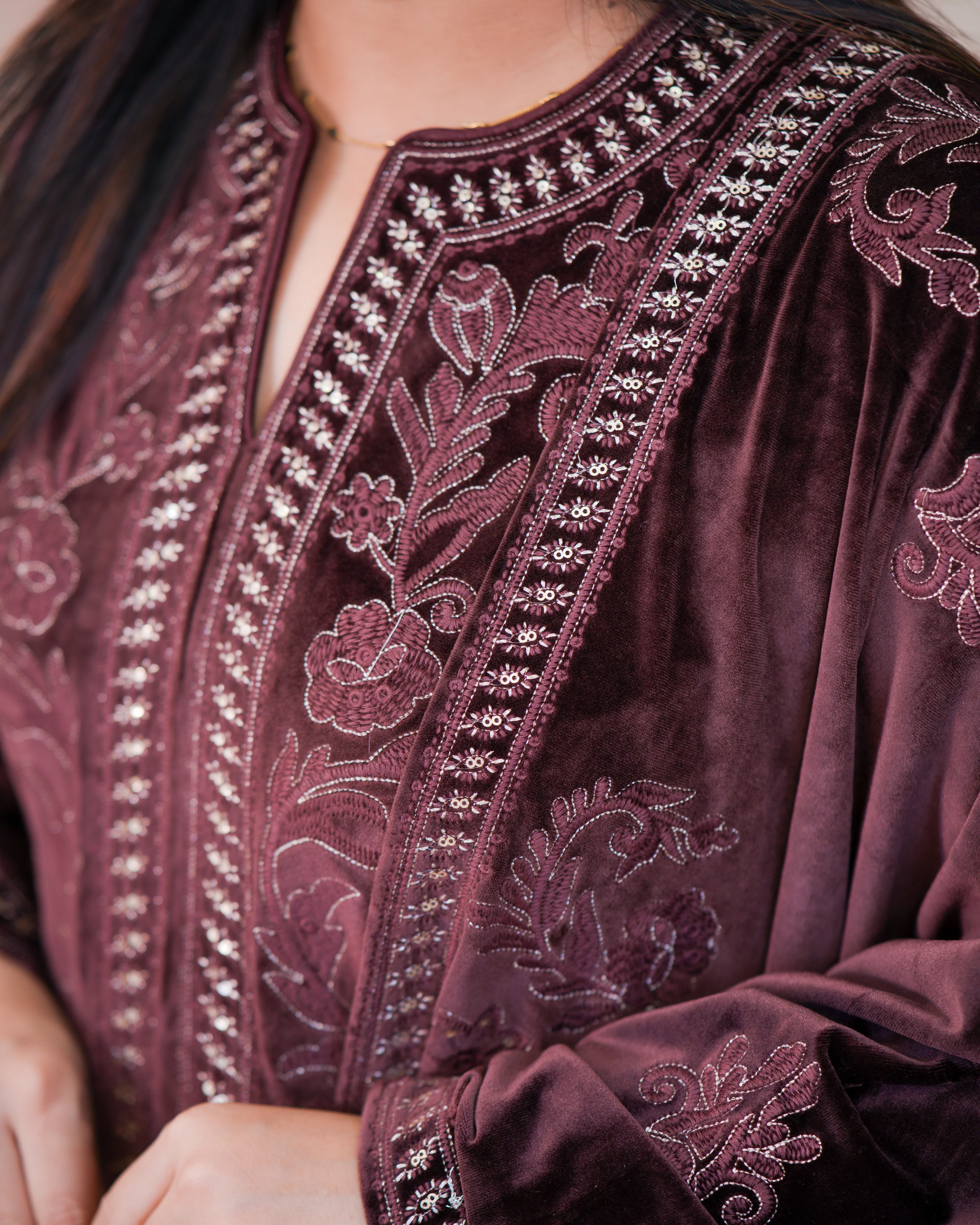 Ajooni Embroidered Premium Velvet Pant set - Image 3