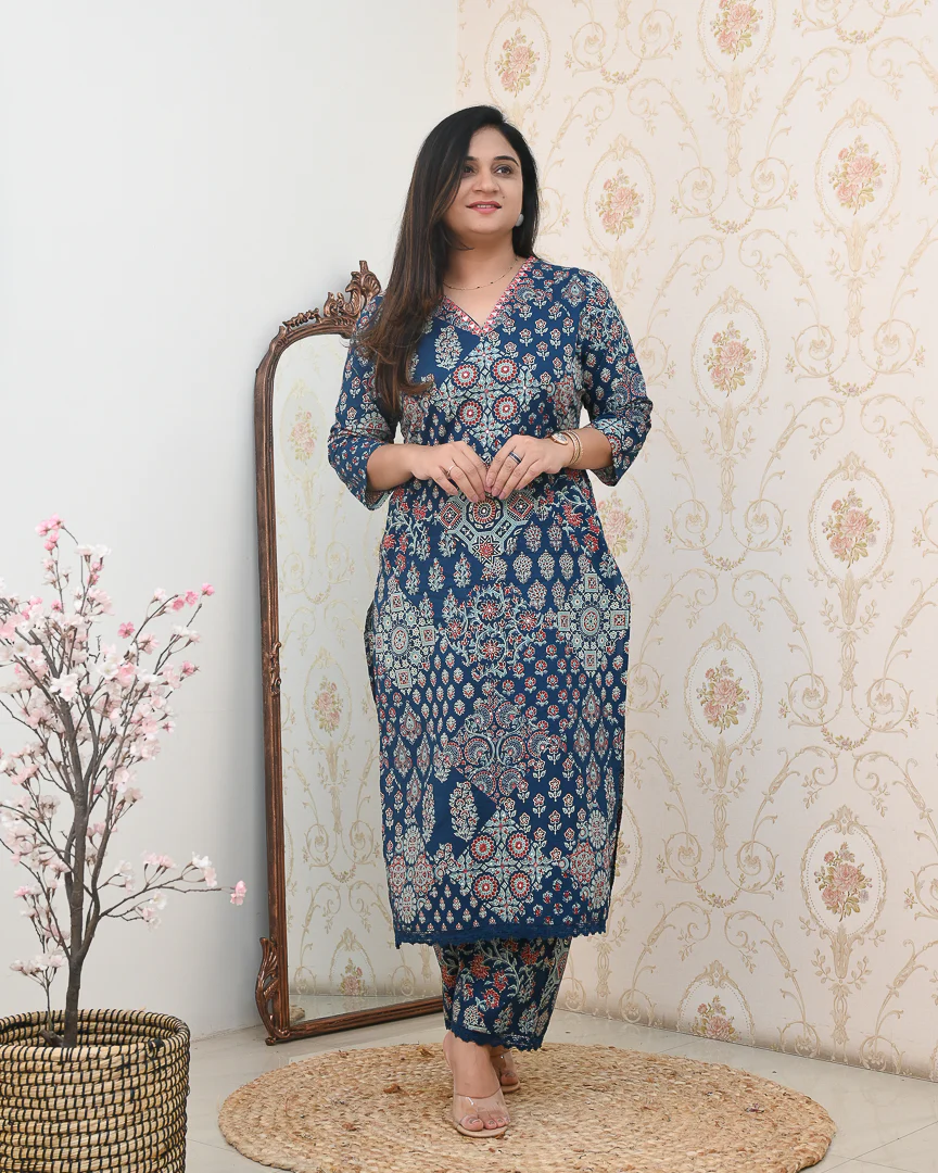 Ajrakh Embroidered Cotton Coord Set - Image 13