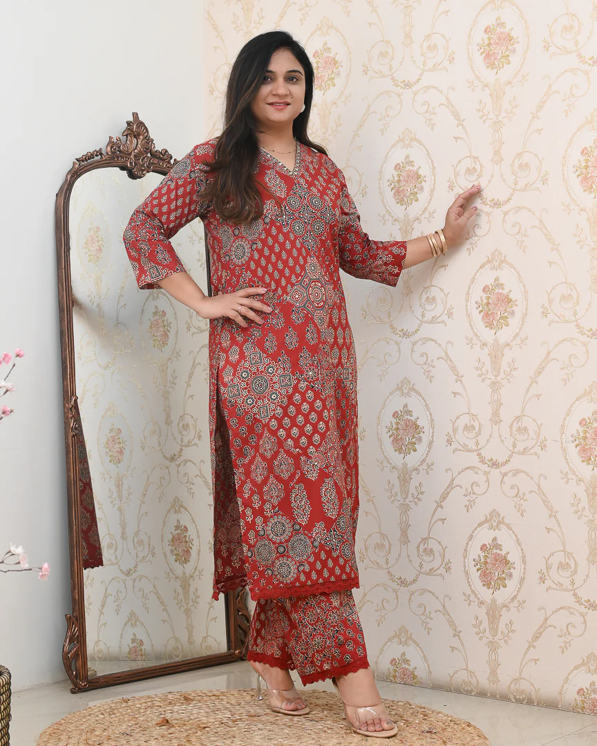 Ajrakh Embroidered Cotton Coord Set - Image 16