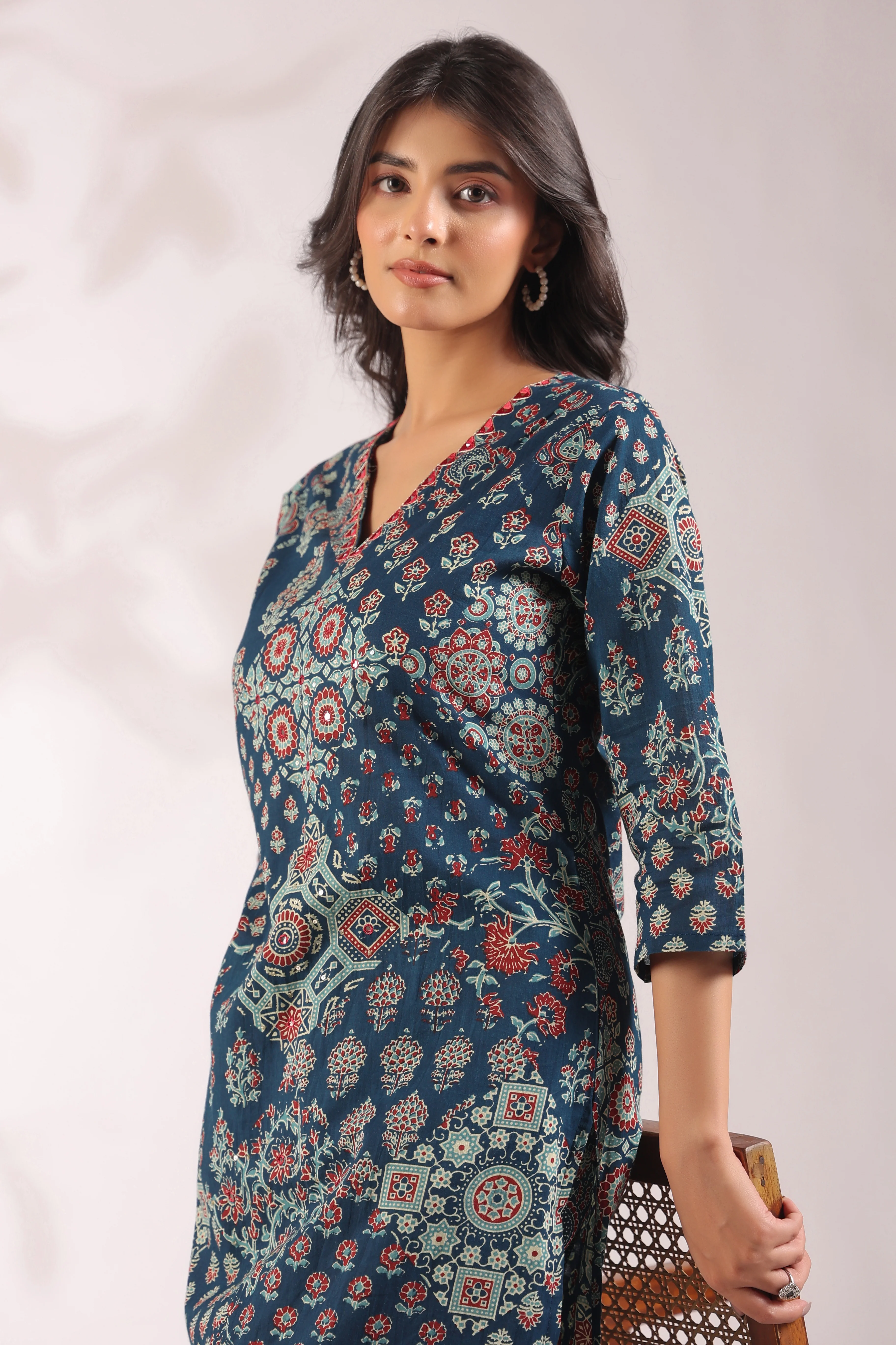 Ajrakh Embroidered Cotton Coord Set - Image 17