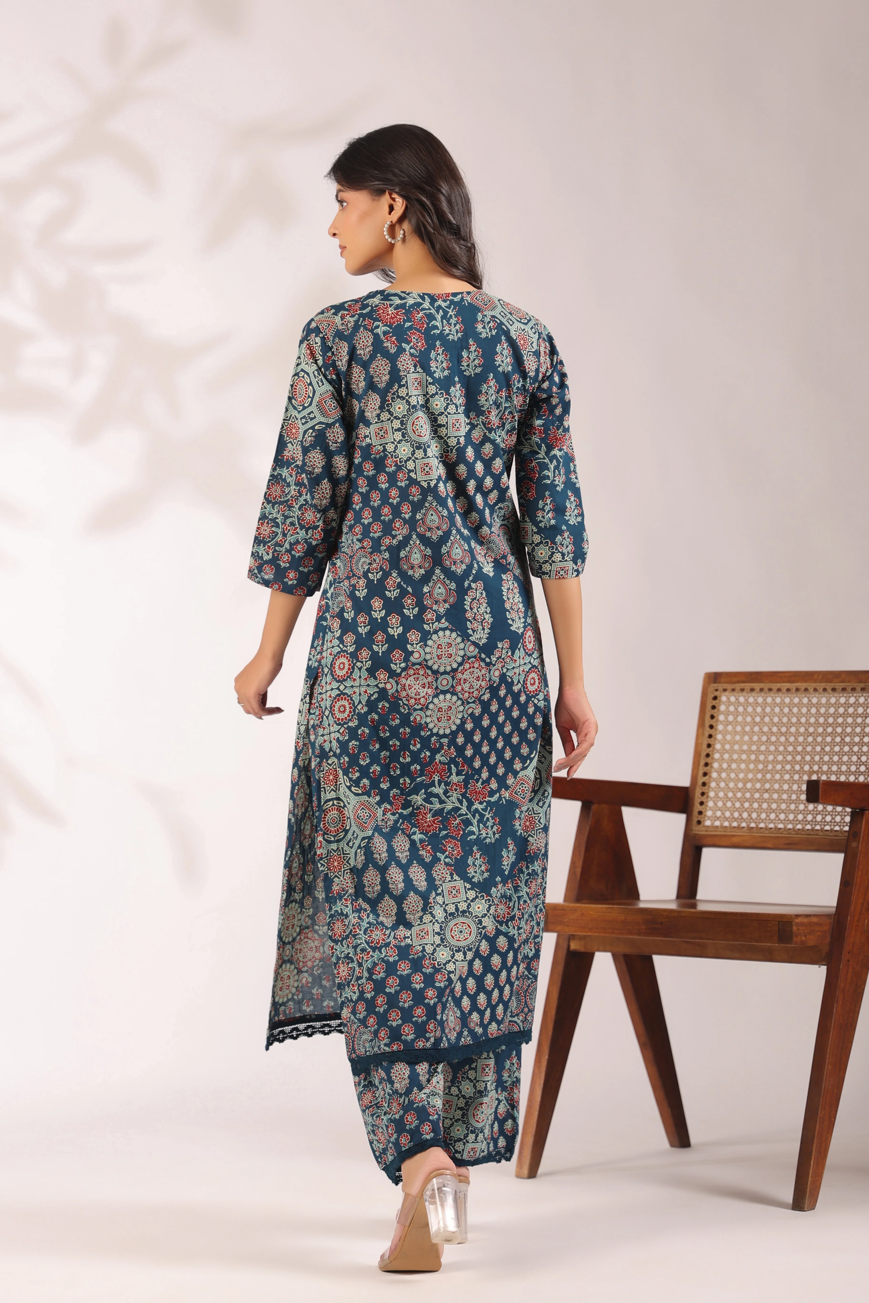 Ajrakh Embroidered Cotton Coord Set - Image 21