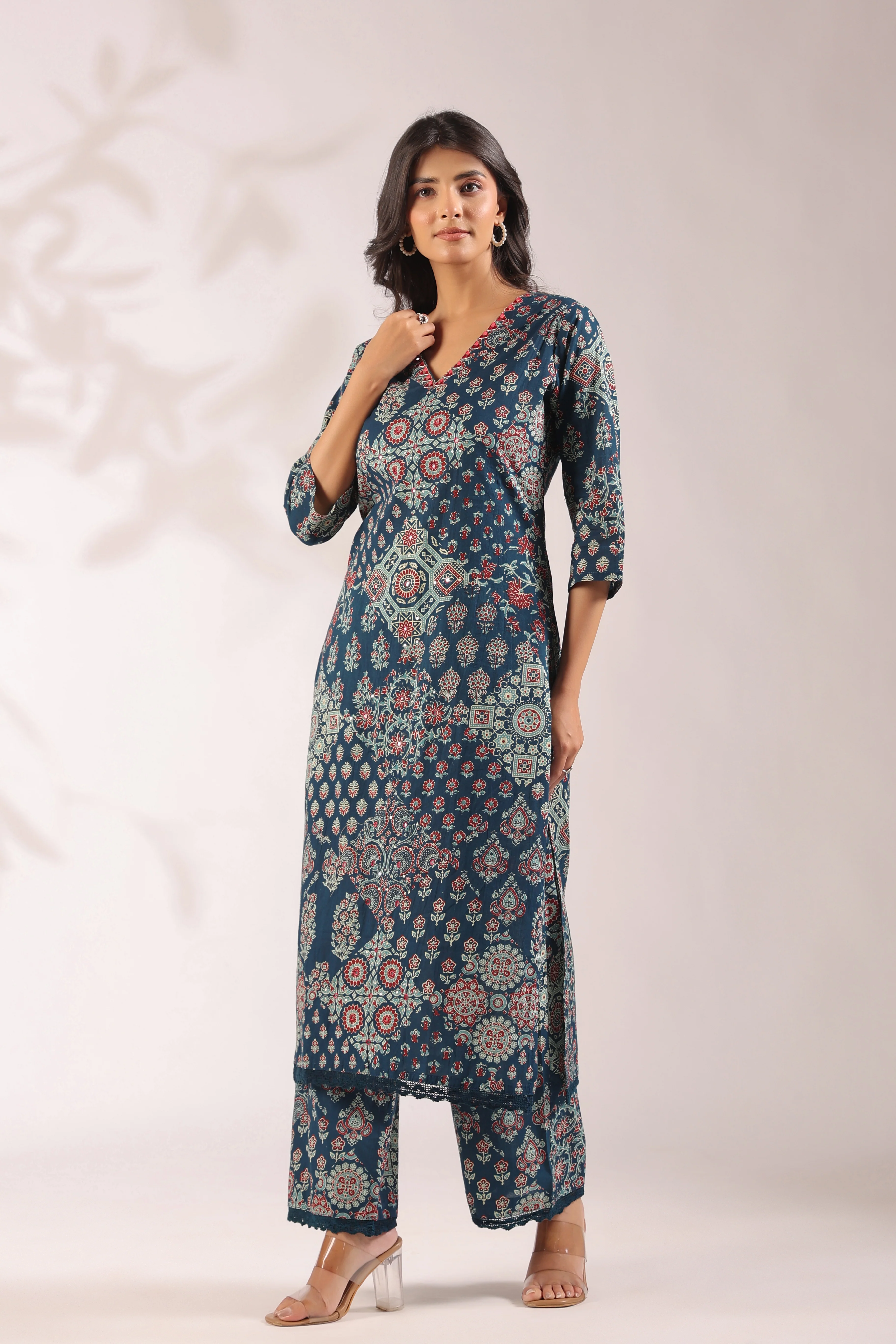 Ajrakh Embroidered Cotton Coord Set - Image 22