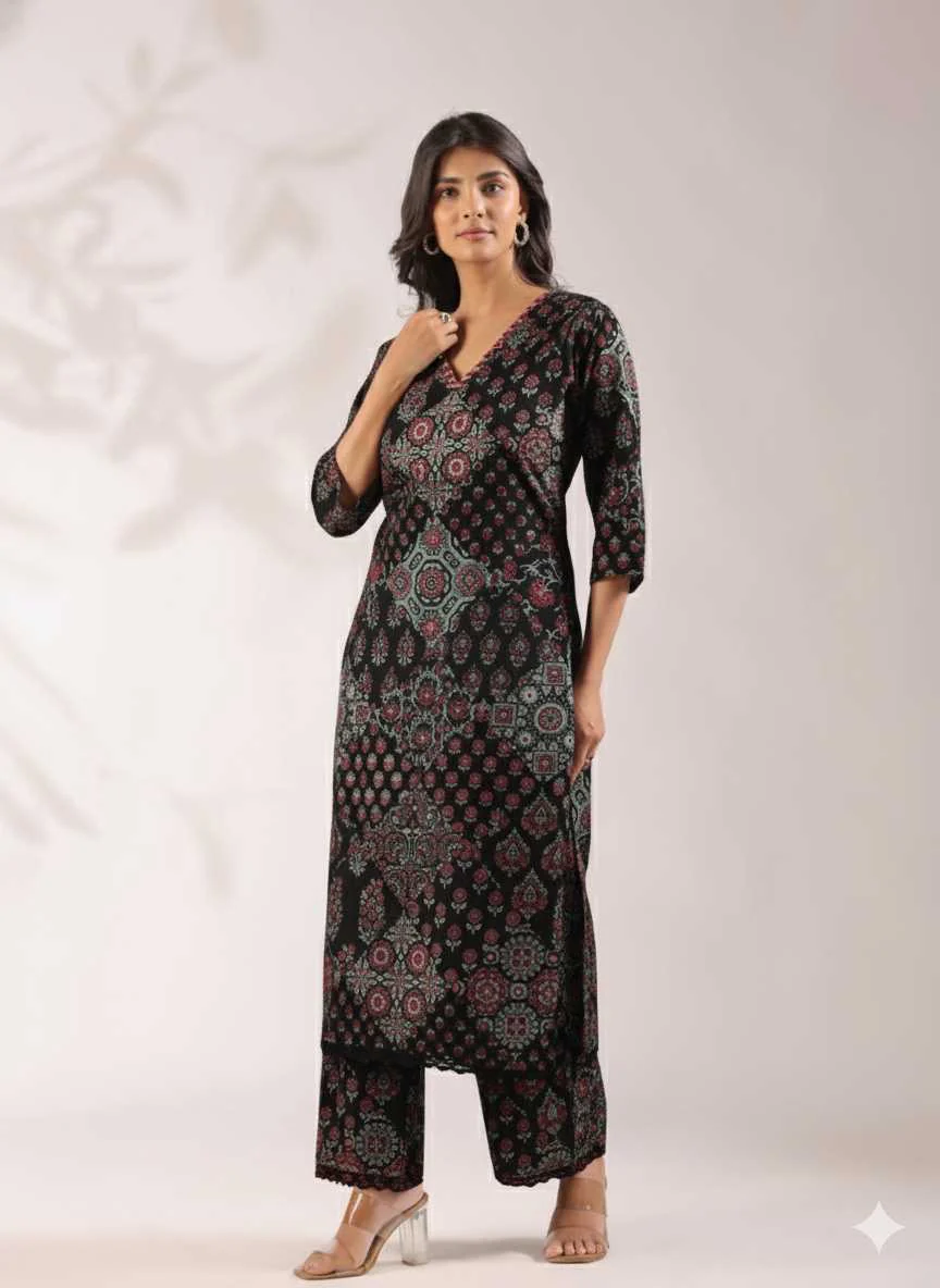 Ajrakh Embroidered Cotton Coord Set - Image 24
