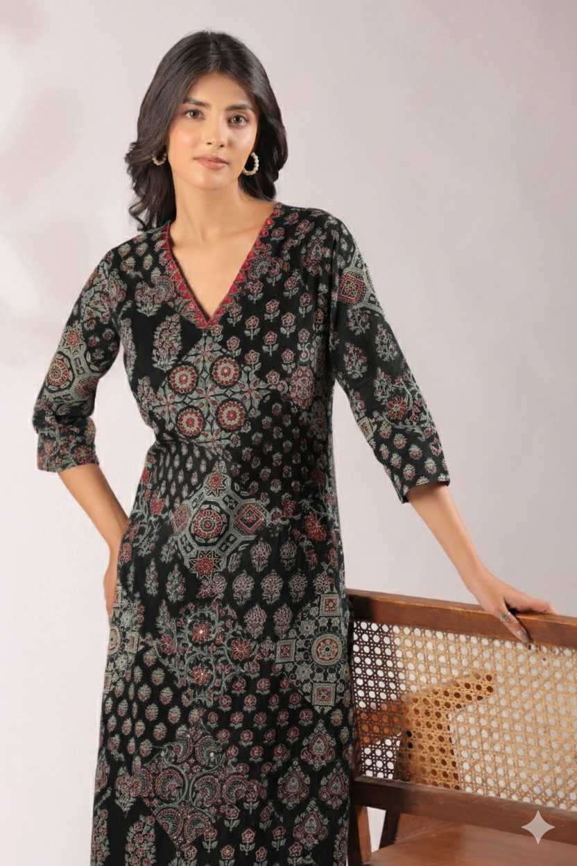 Ajrakh Embroidered Cotton Coord Set - Image 25