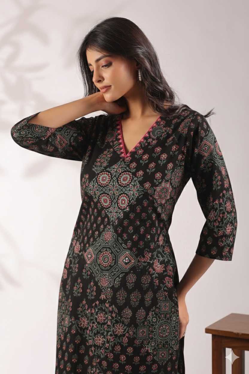 Ajrakh Embroidered Cotton Coord Set - Image 26