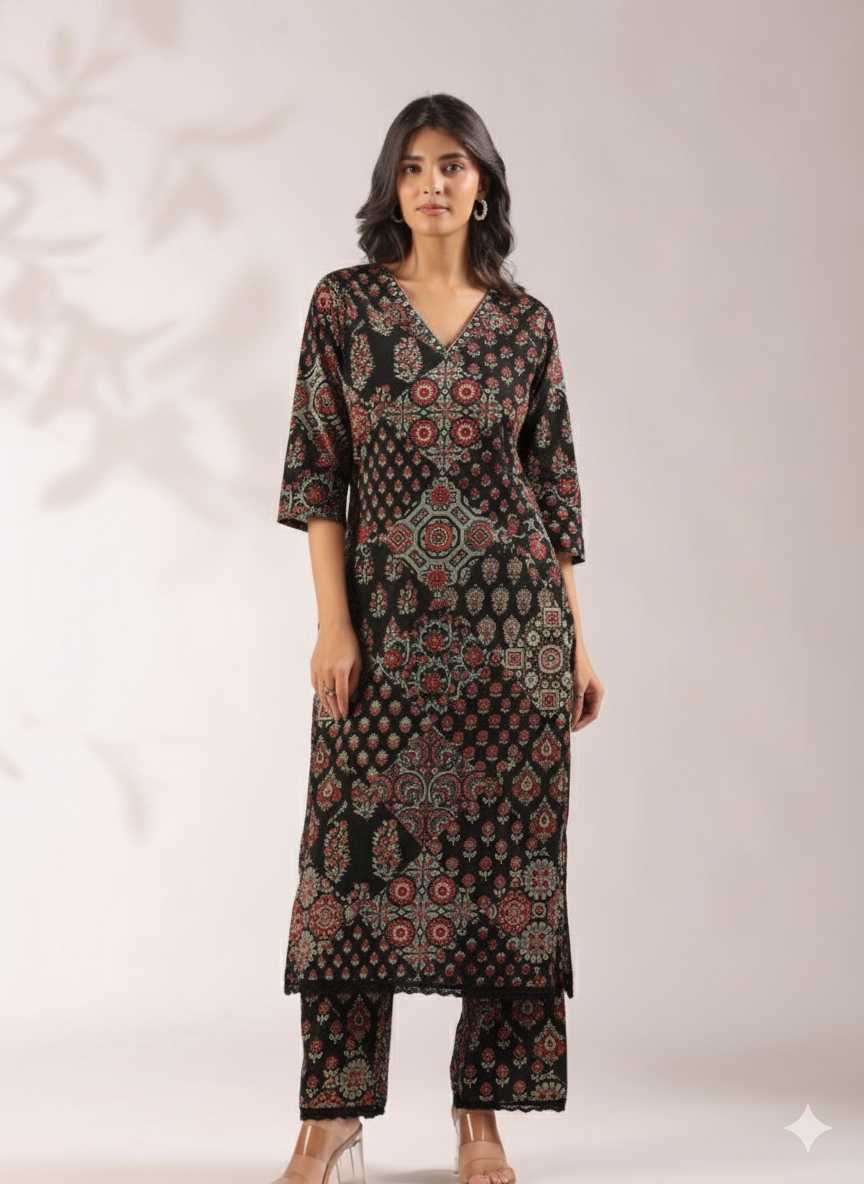 Ajrakh Embroidered Cotton Coord Set - Image 27