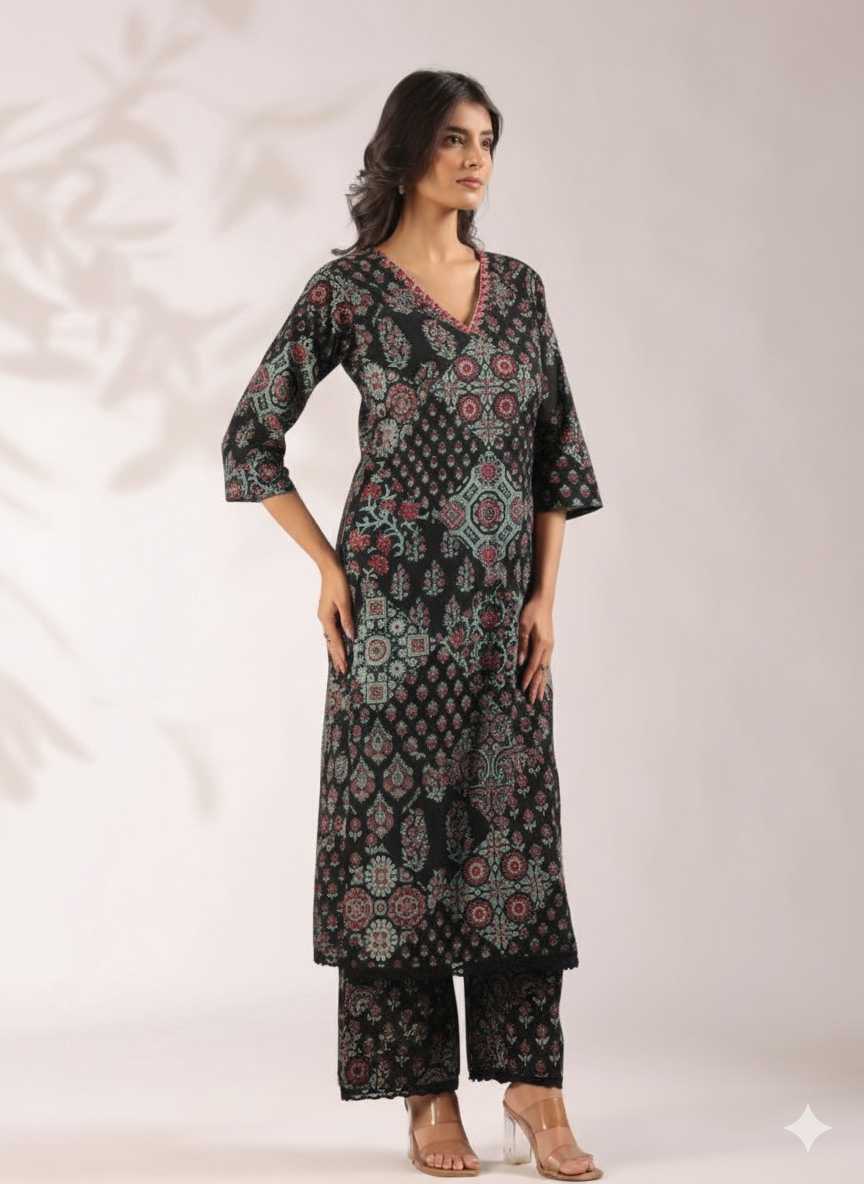 Ajrakh Embroidered Cotton Coord Set - Image 28