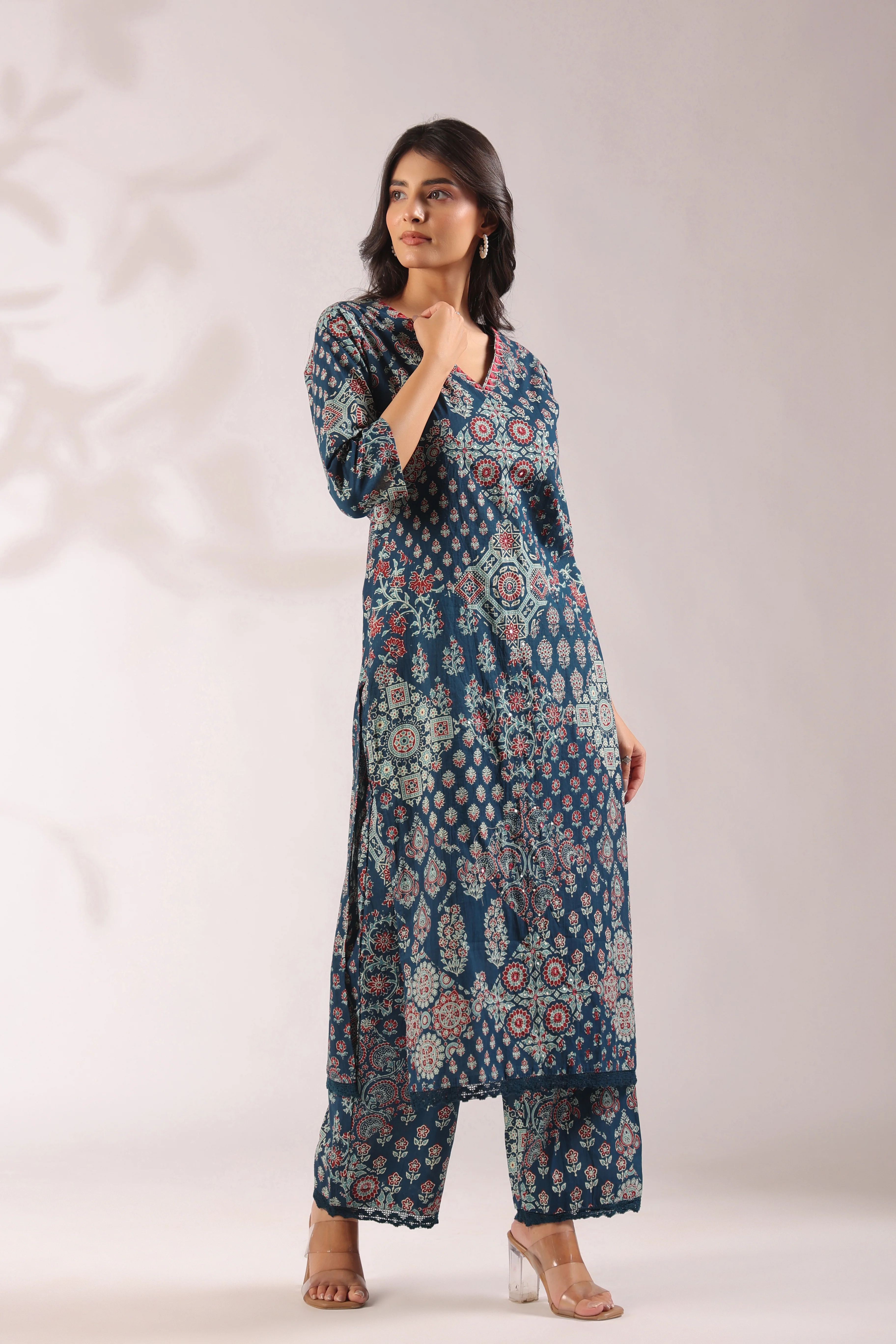 Ajrakh Embroidered Cotton Coord Set - Image 3