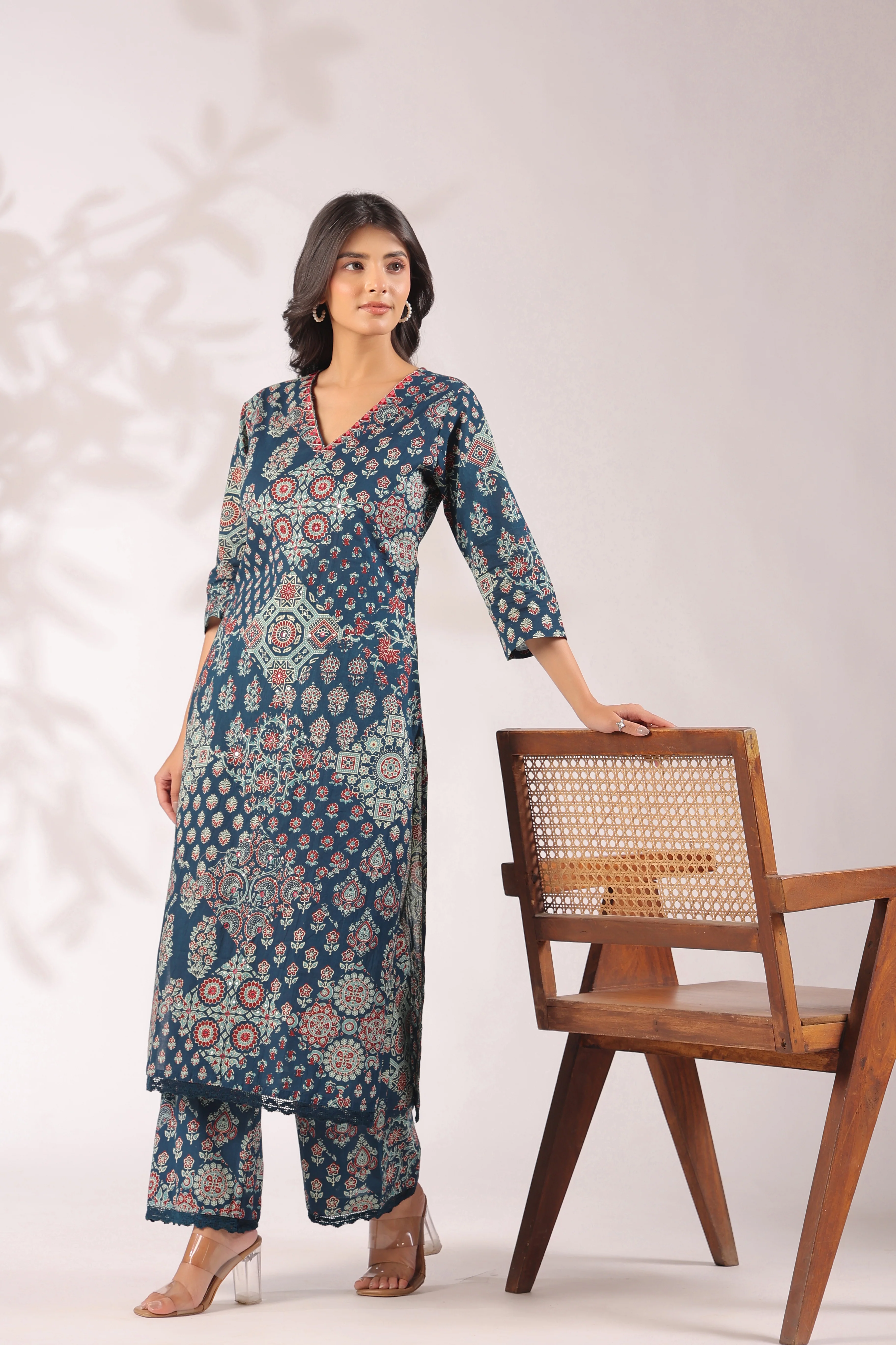 Ajrakh Embroidered Cotton Coord Set - Image 4