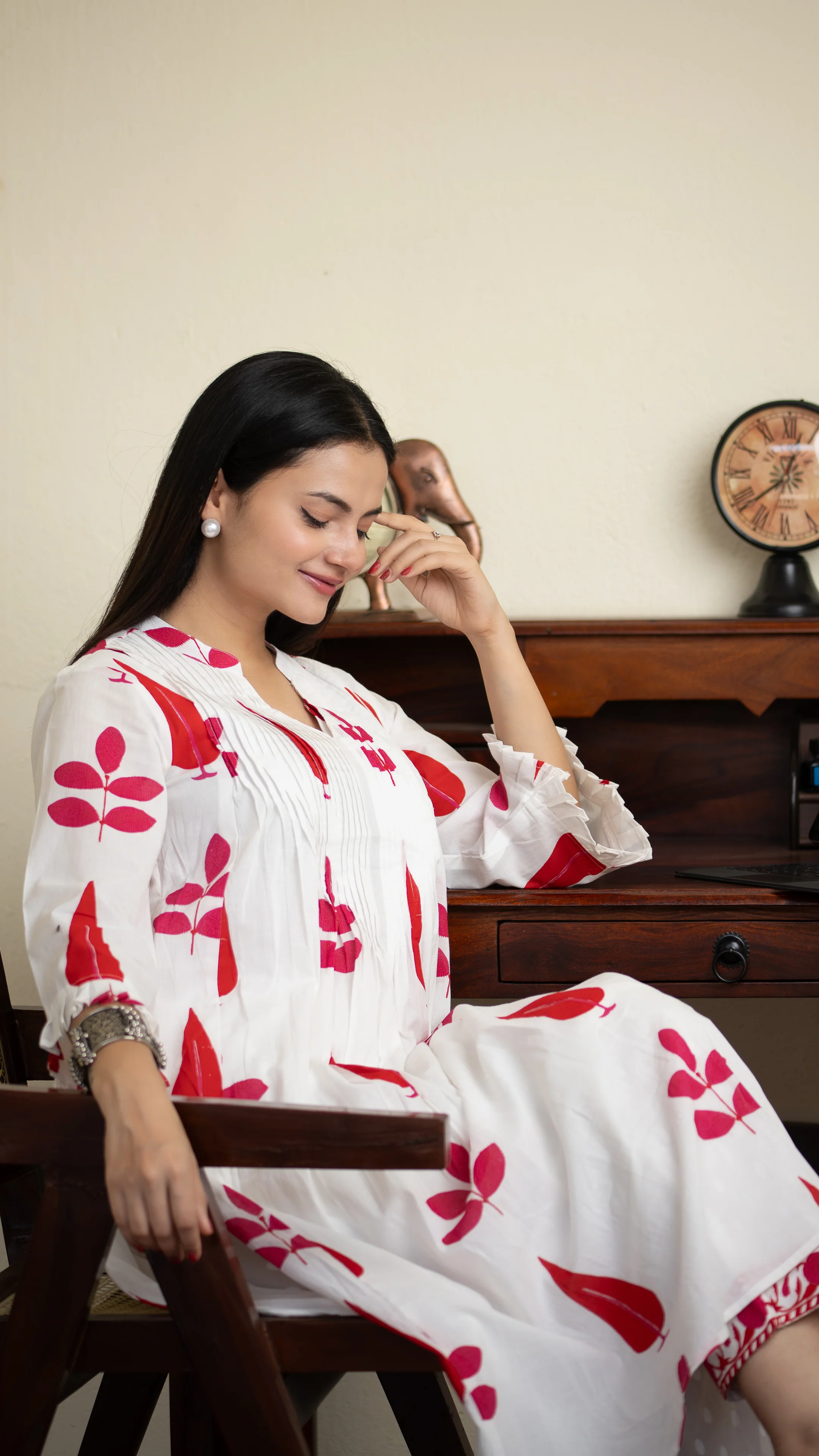 Akrita Cotton A-line Handblock Pant Set - Image 10
