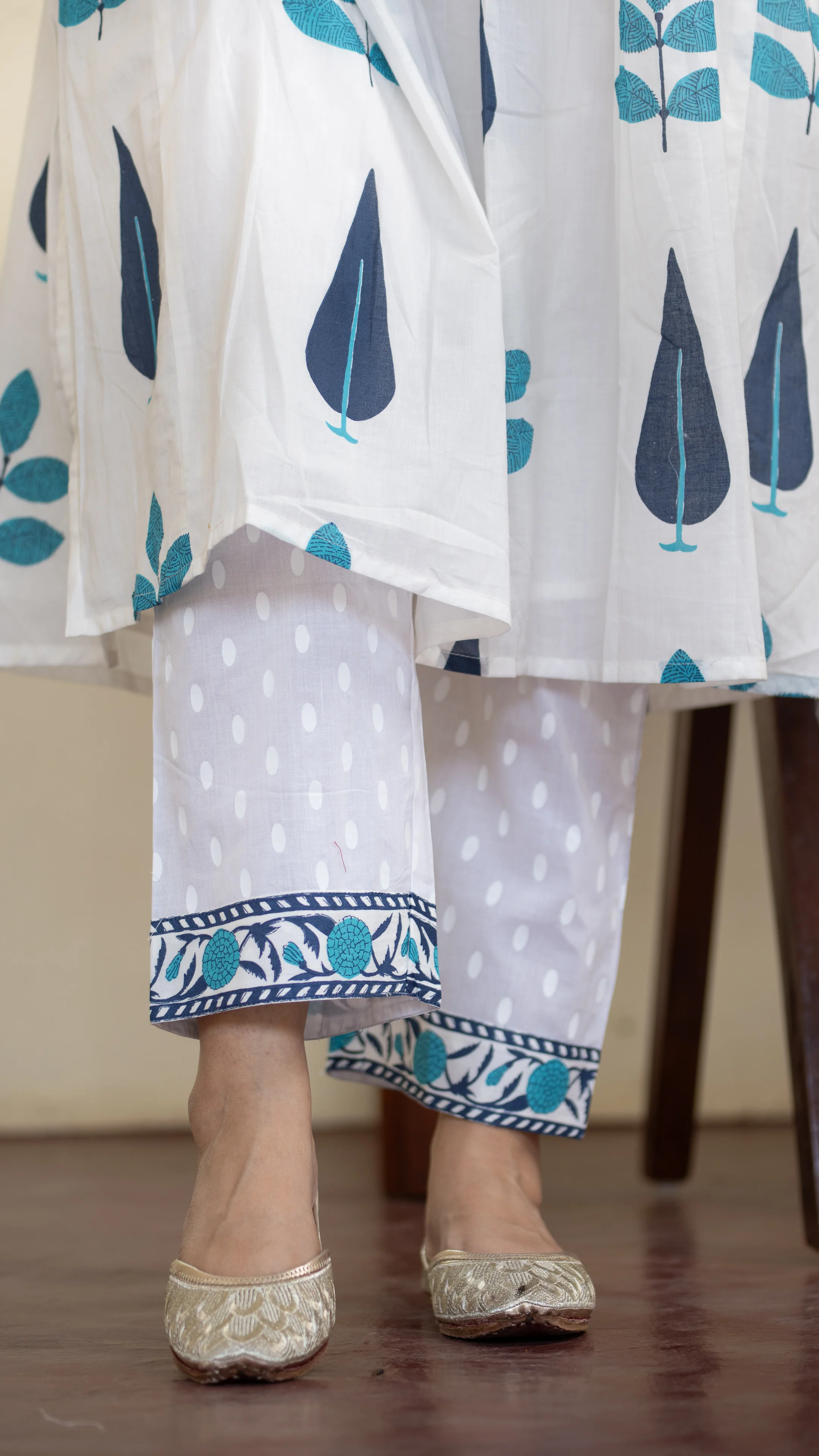 Akrita Cotton A-line Handblock Pant Set - Image 6