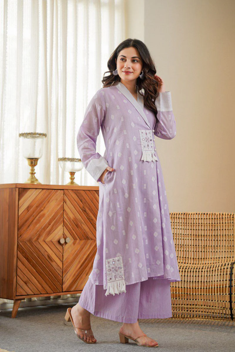 Alavya Cotton Angrakha Hand Detailed Cotton Pant Set - Image 10