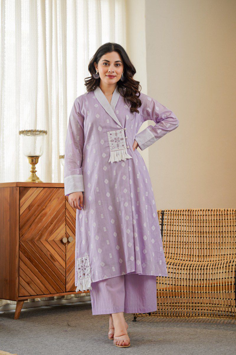 Alavya Cotton Angrakha Hand Detailed Cotton Pant Set - Image 11