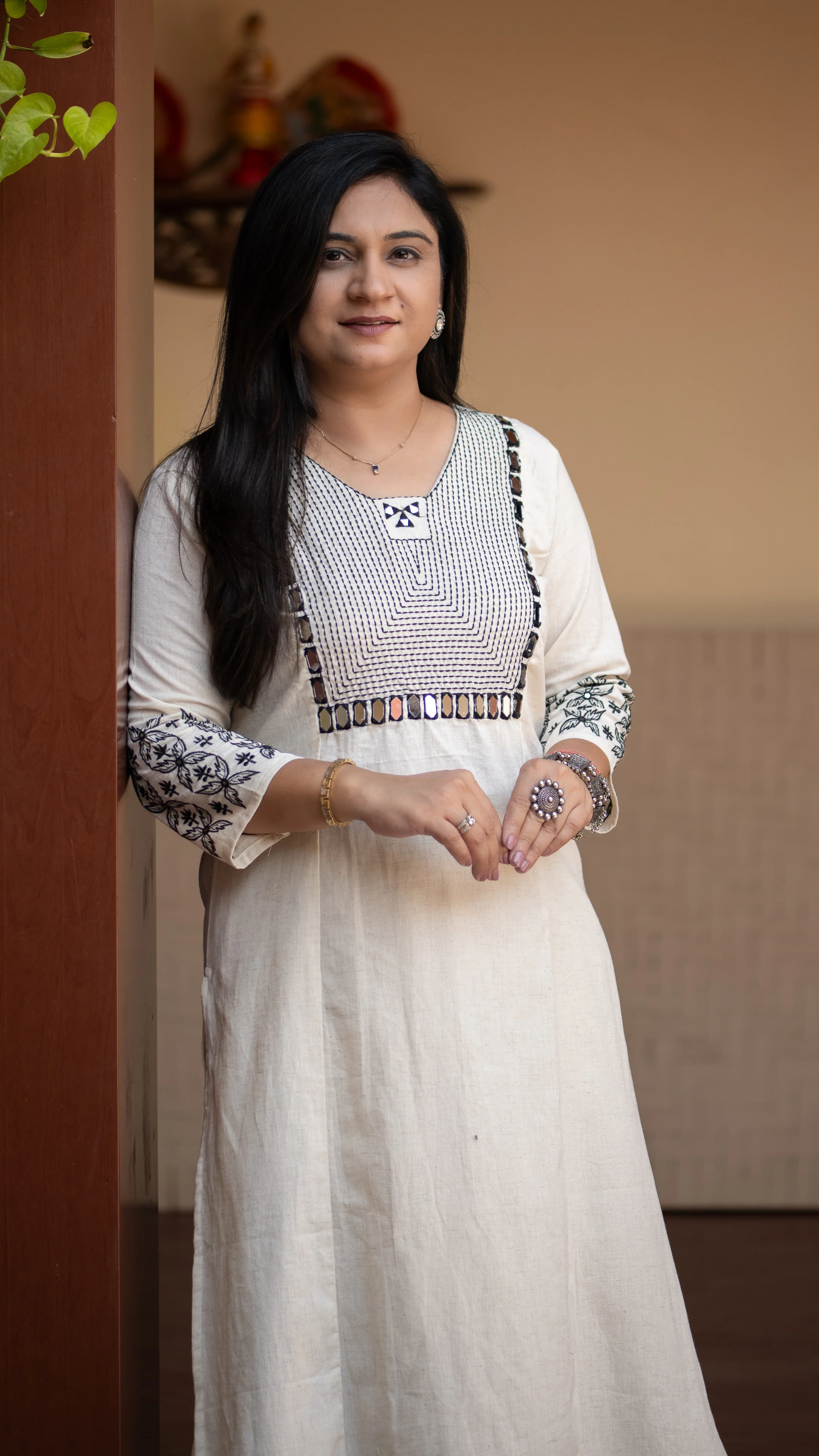 Alia Cotton Embroidered A-line Pant Set - Image 9