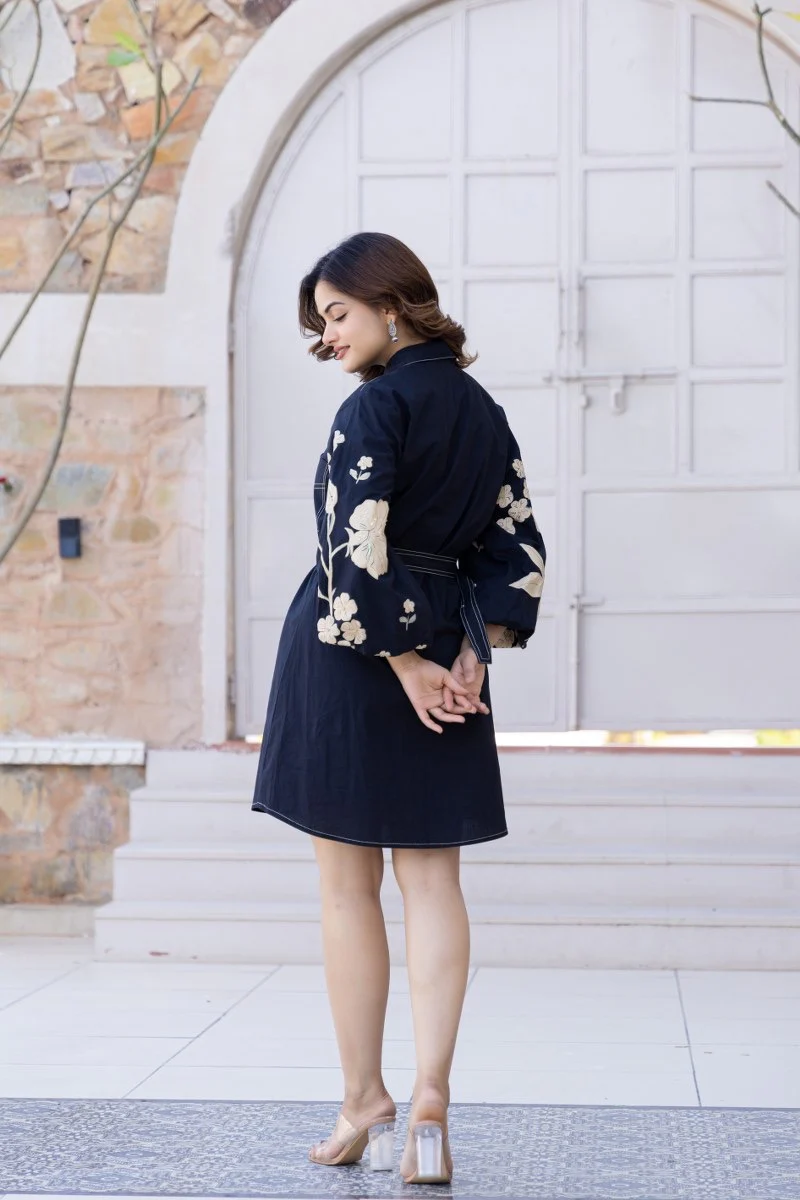 Ammy Cotton HandPainted Embroidered Short Dress - Image 7