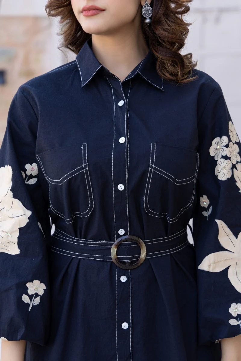 Ammy Cotton HandPainted Embroidered Short Dress - Image 9