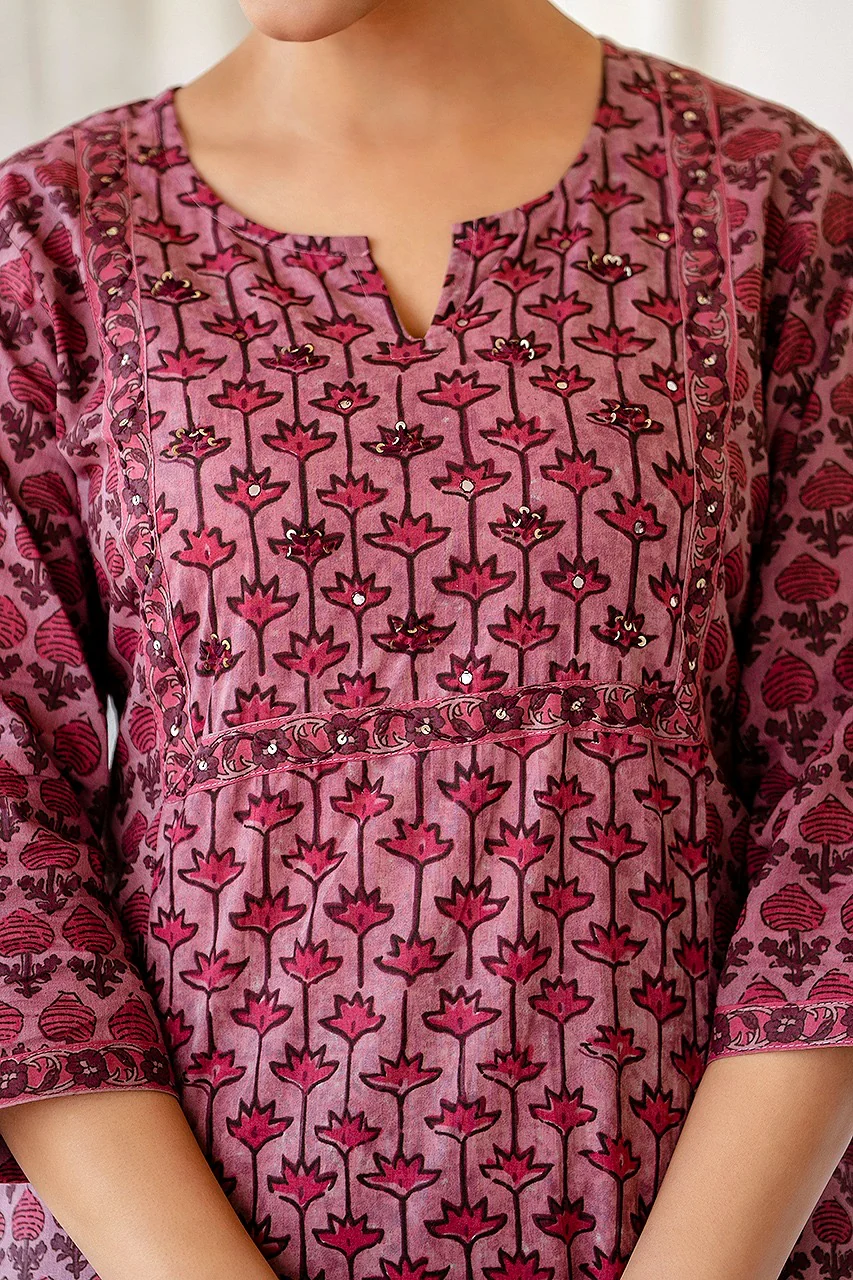Anamika Cotton Ajrakh print Straight pant Set - Image 10