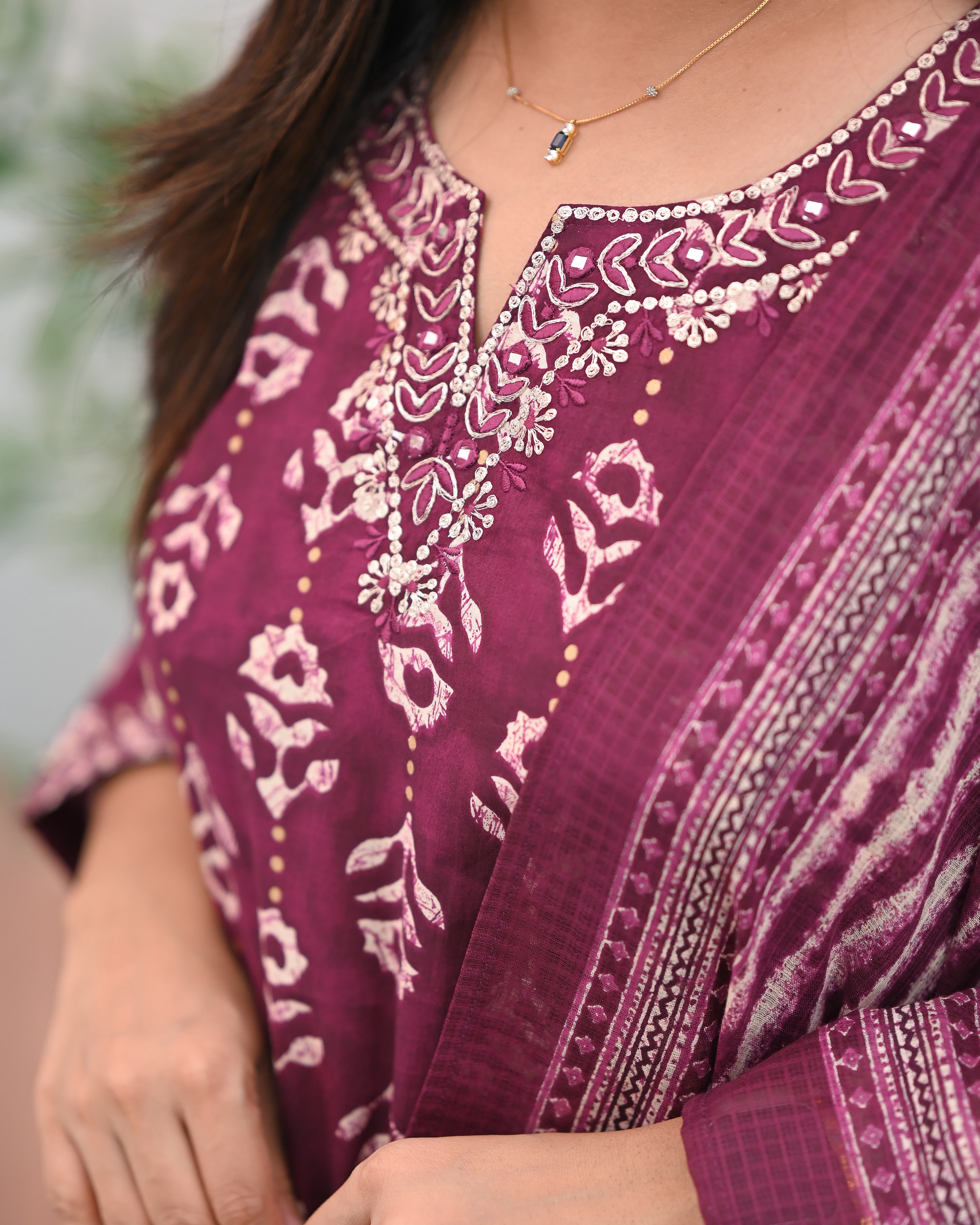 Anina Cotton Zari Embroidered Pant Set - Image 17