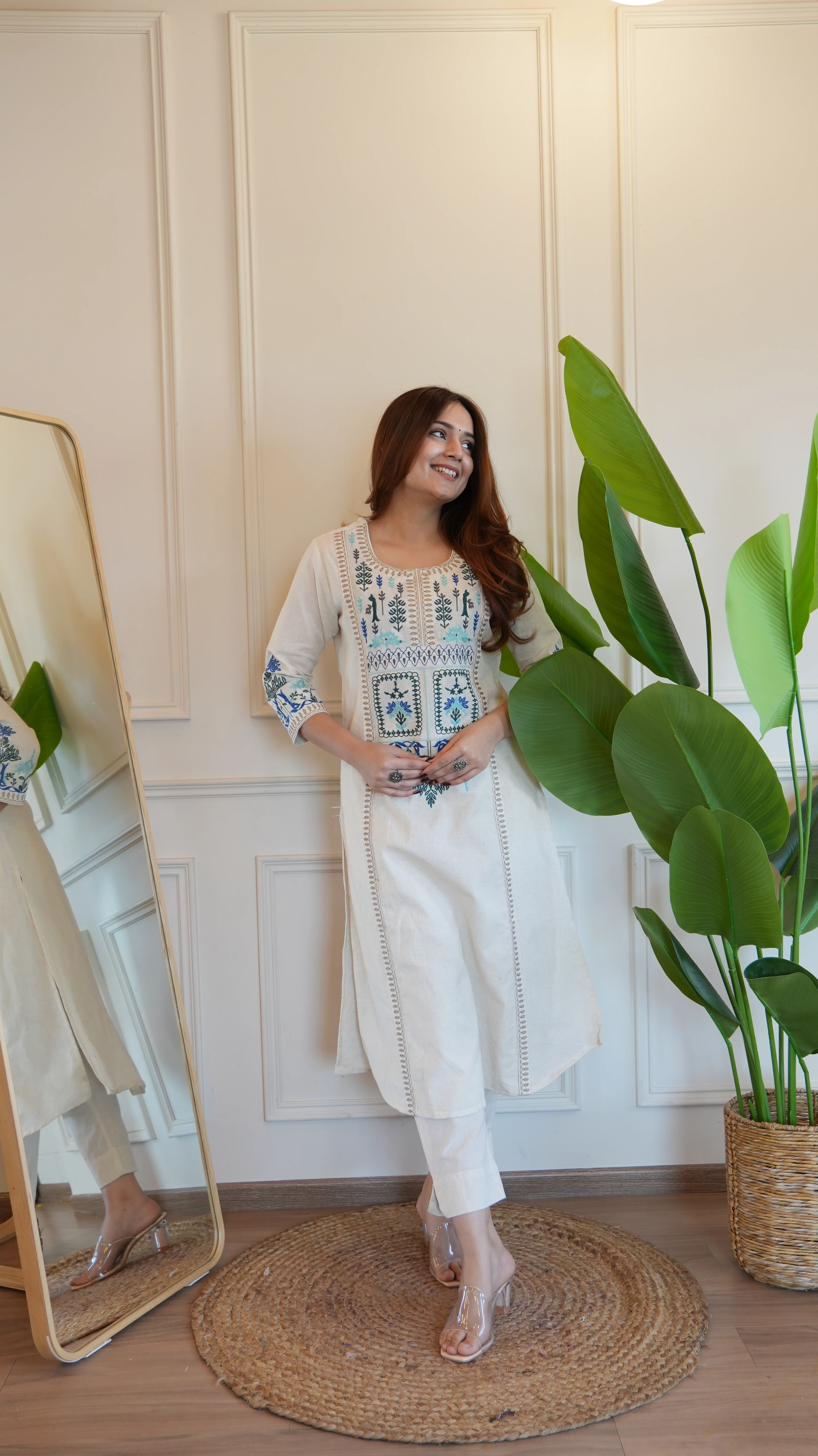 Asma Cotton Embroidered A-line Pant Set - Image 13