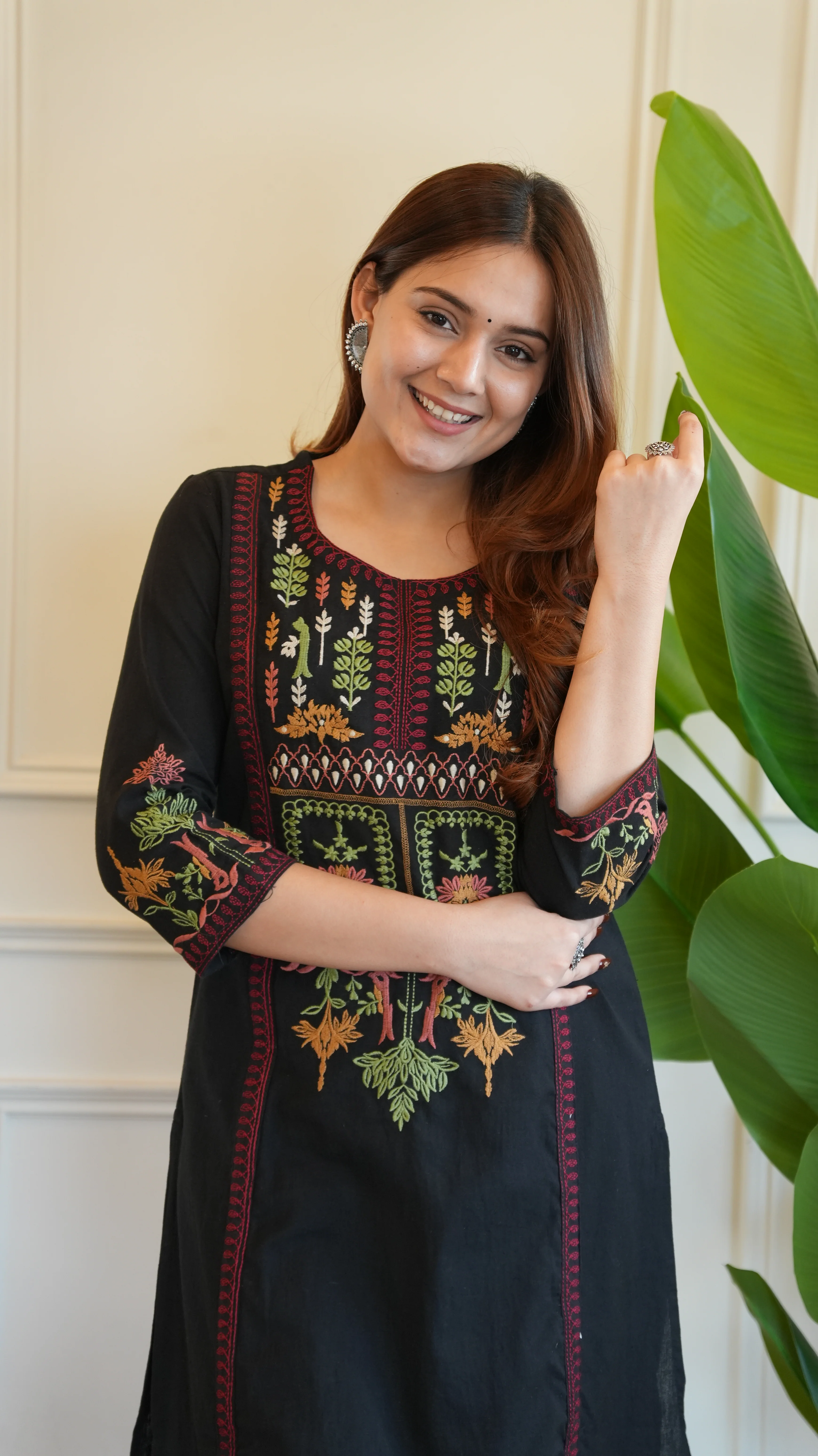 Asma Cotton Embroidered A-line Pant Set - Image 4