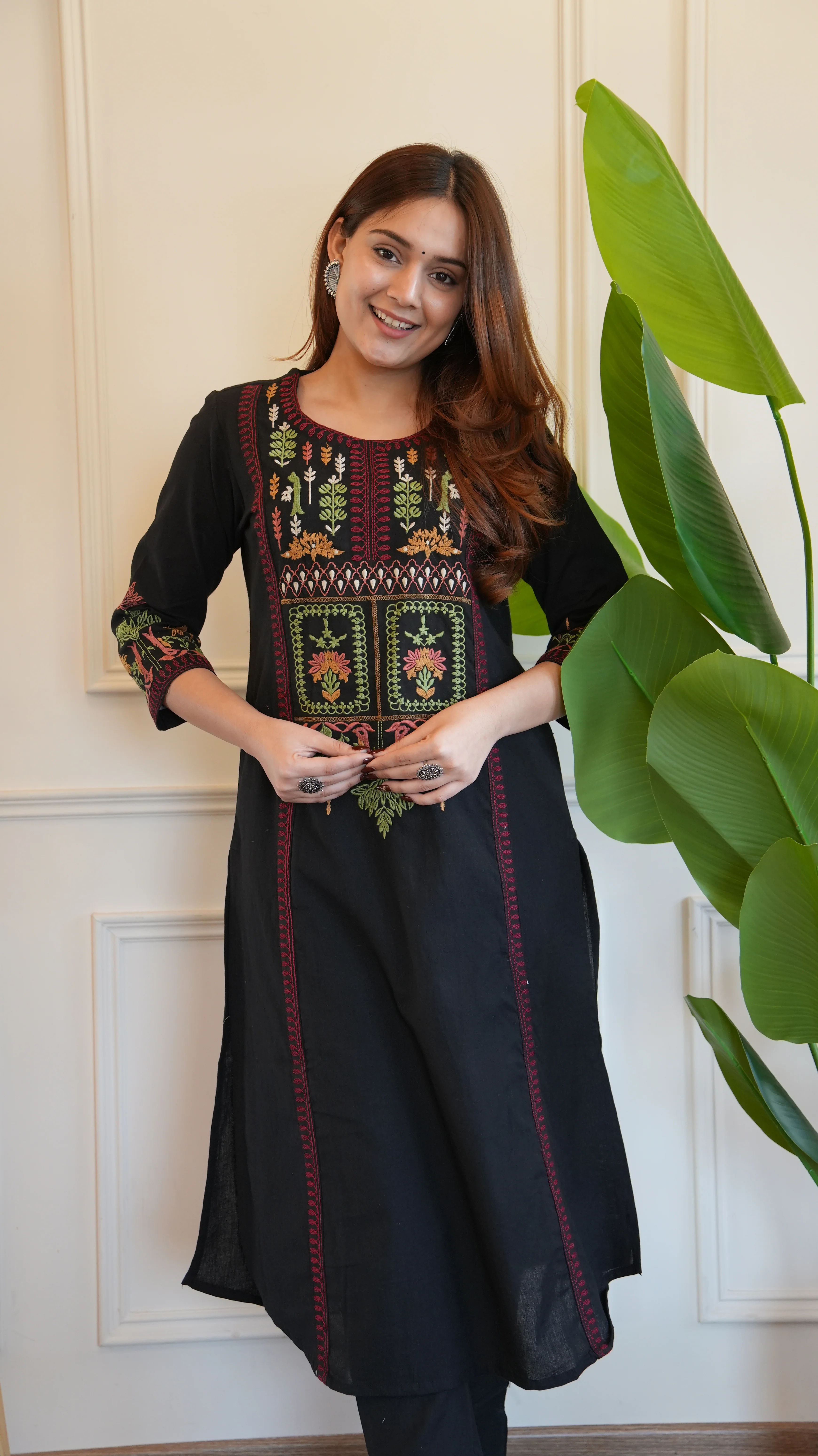 Asma Cotton Embroidered A-line Pant Set - Image 5