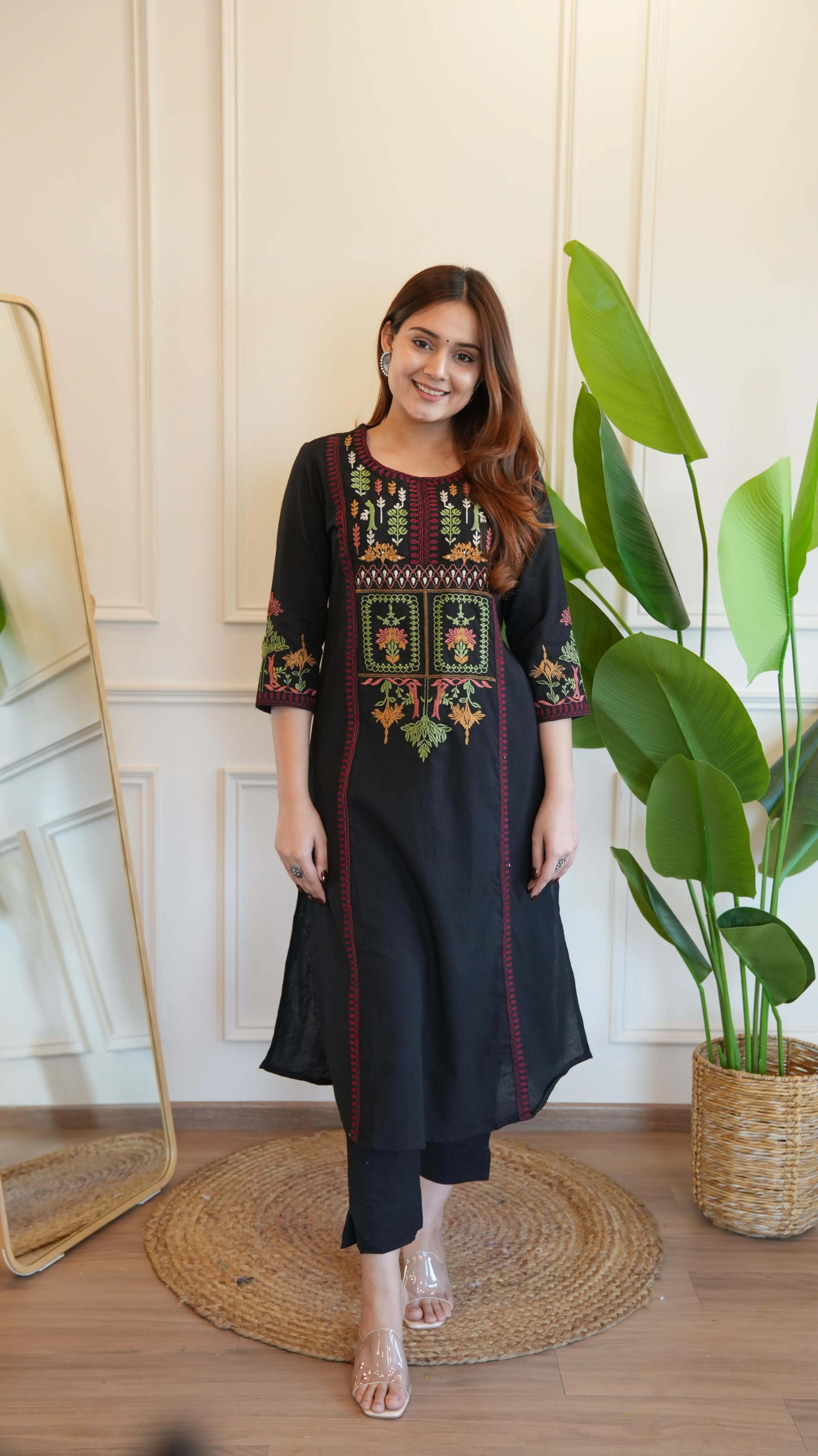 Asma Cotton Embroidered A-line Pant Set - Image 6
