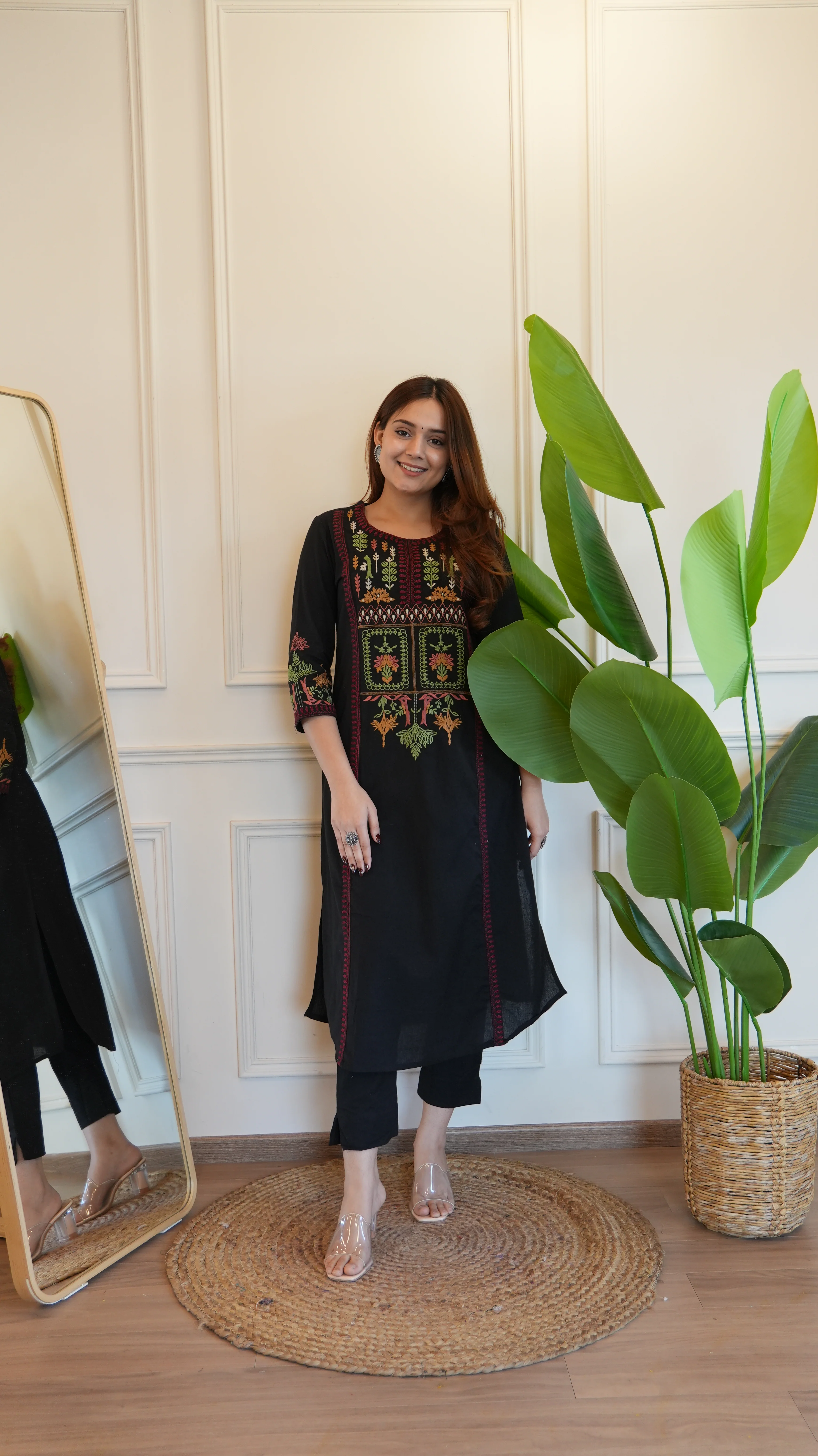 Asma Cotton Embroidered A-line Pant Set - Image 7