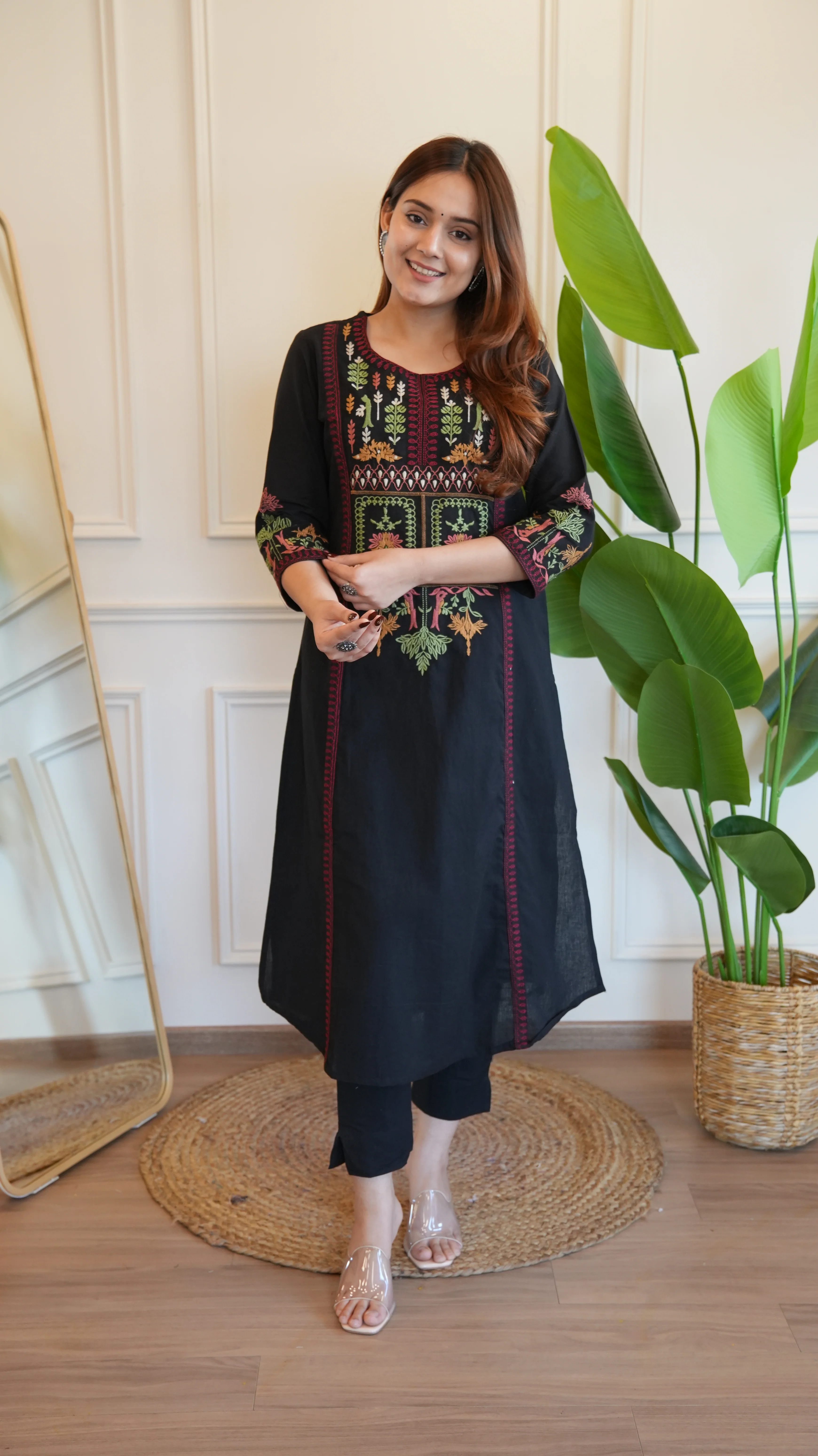 Asma Cotton Embroidered A-line Pant Set - Image 9