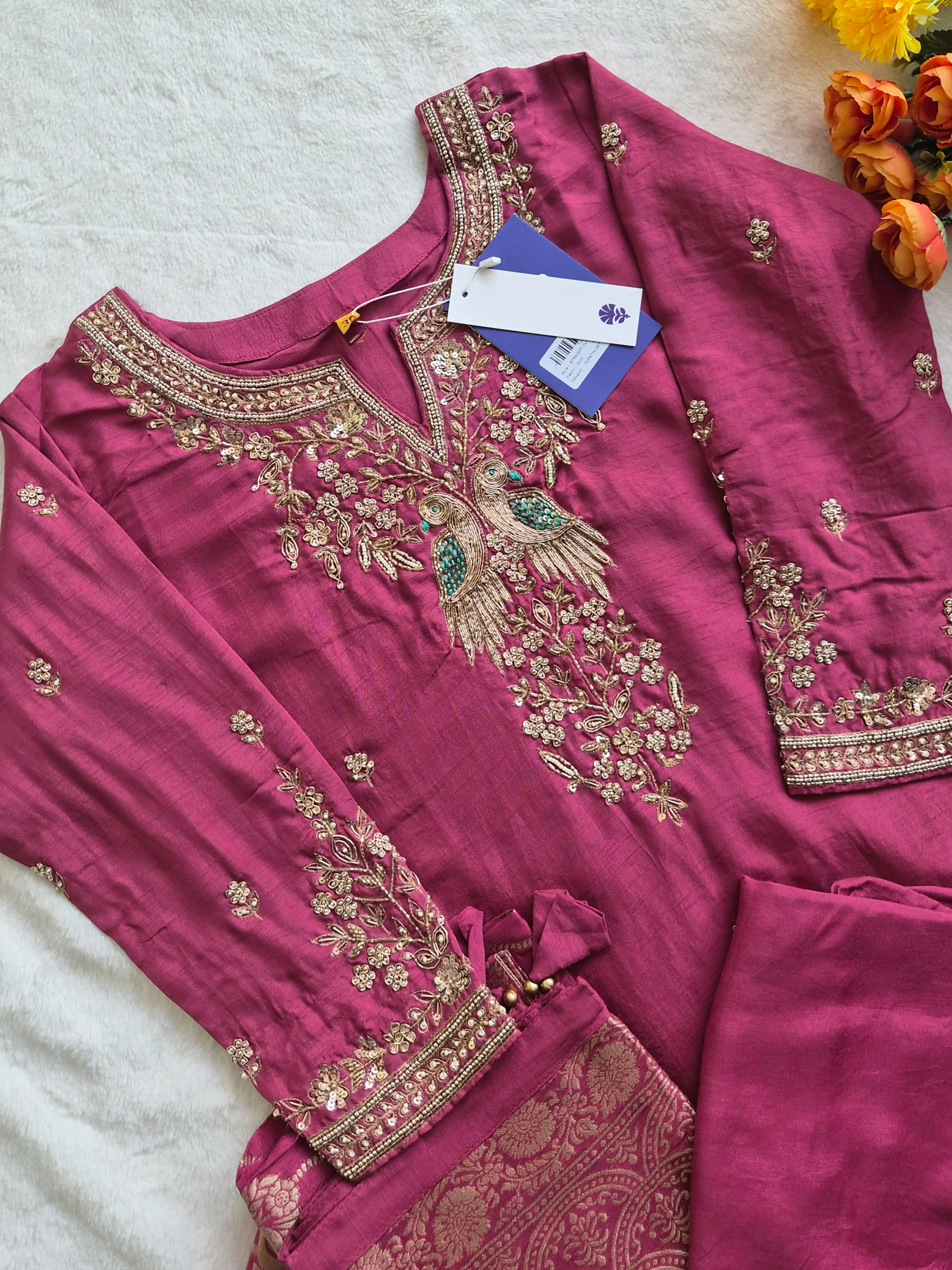 Aviva Silk Festive HandEmbroidered Plazo Set - Image 7