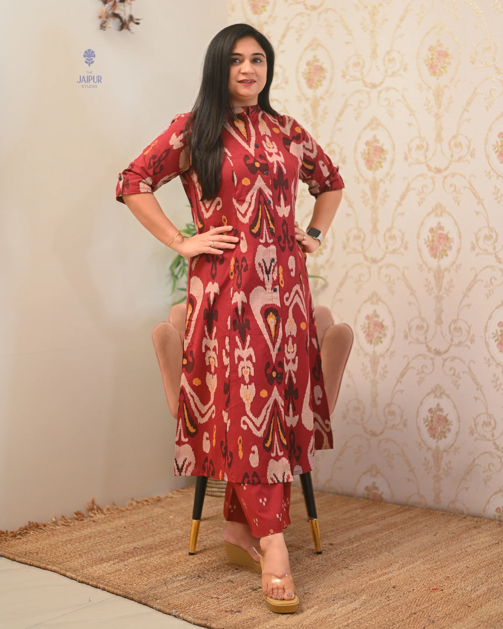 Ayesha Ikkat A-line Cotton Coord set - Image 10