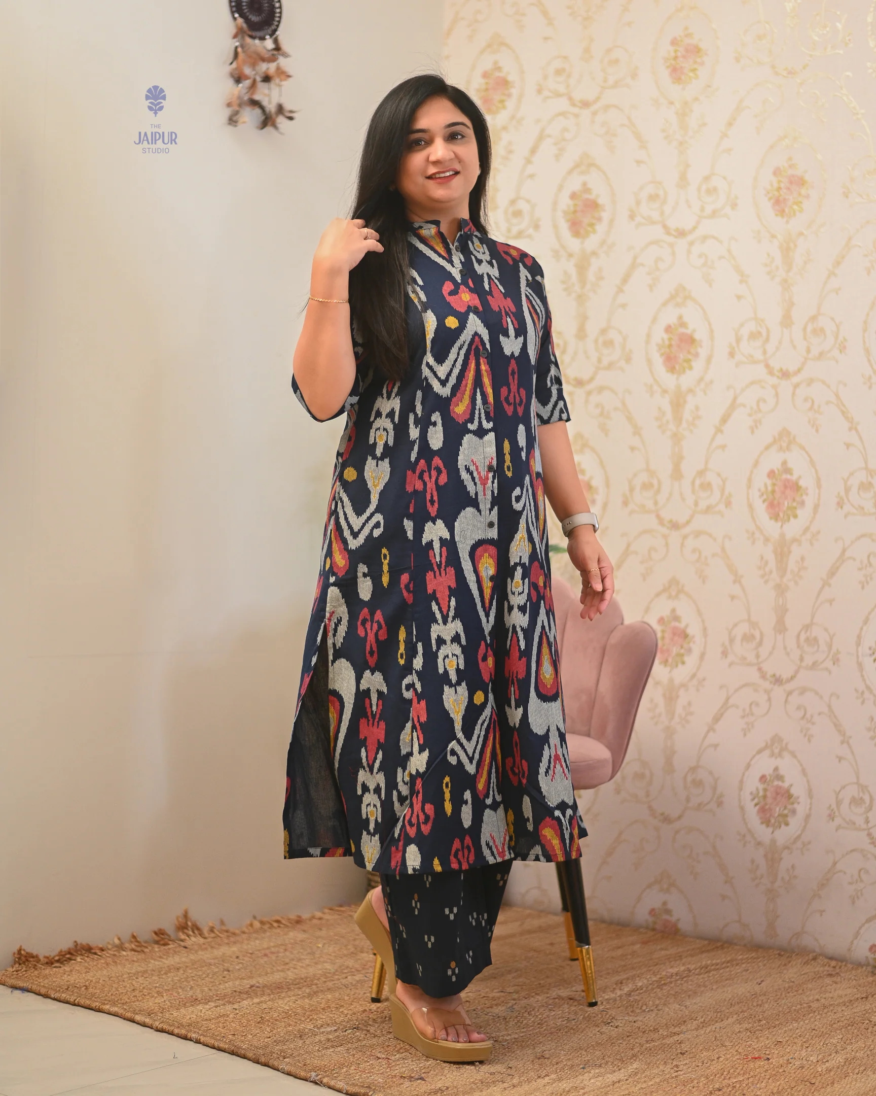 Ayesha Ikkat A-line Cotton Coord set - Image 15