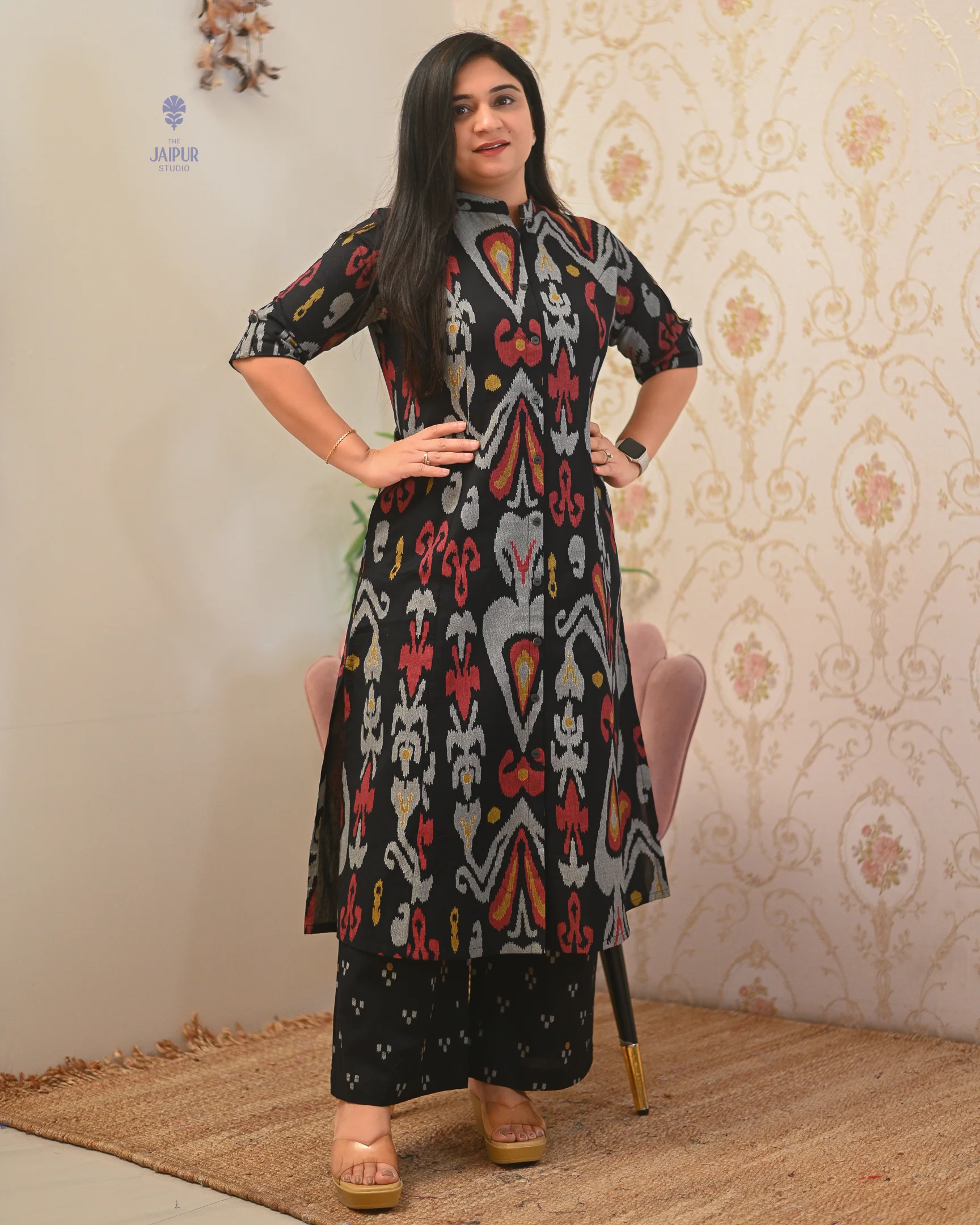Ayesha Ikkat A-line Cotton Coord set - Image 20