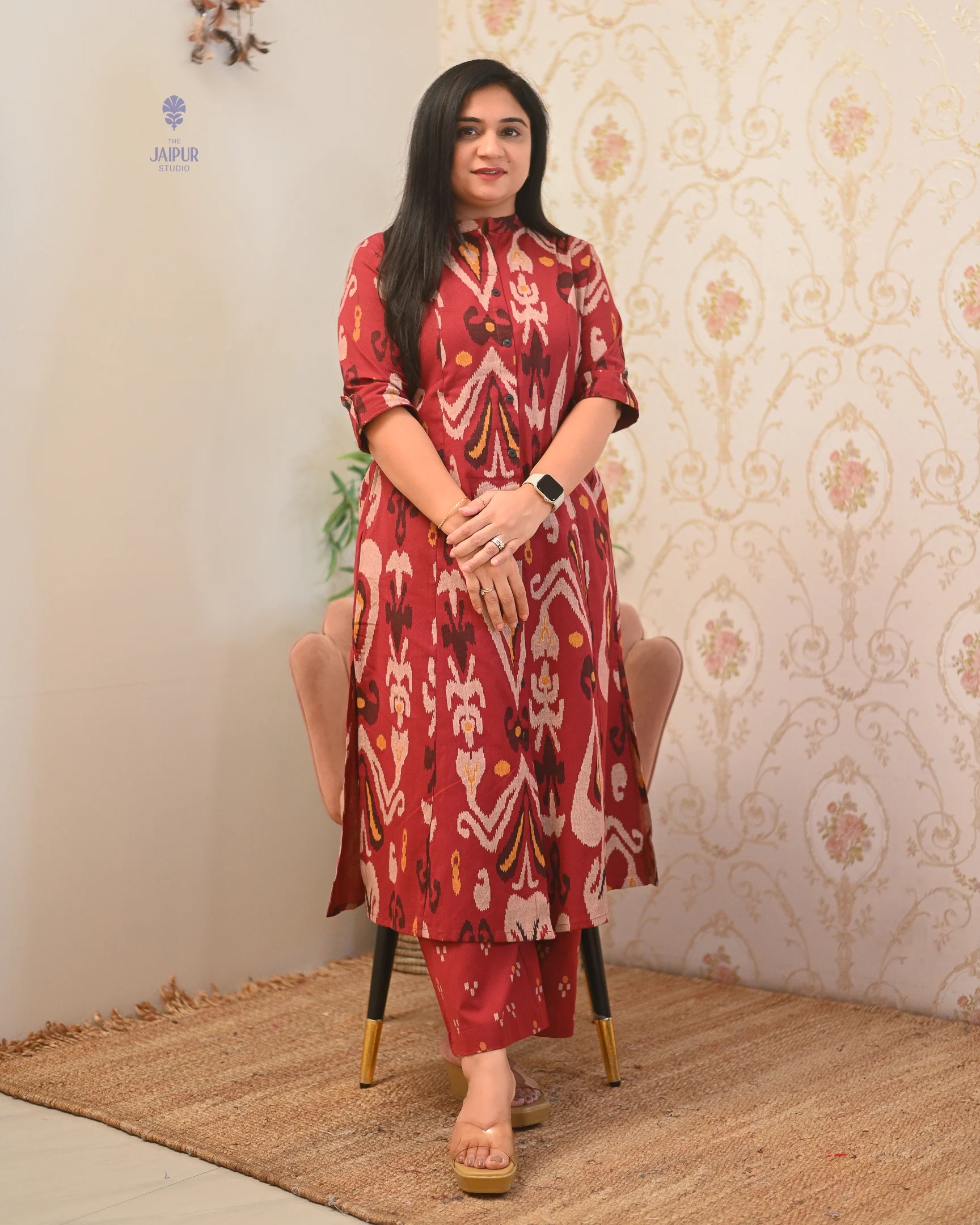 Ayesha Ikkat A-line Cotton Coord set - Image 8