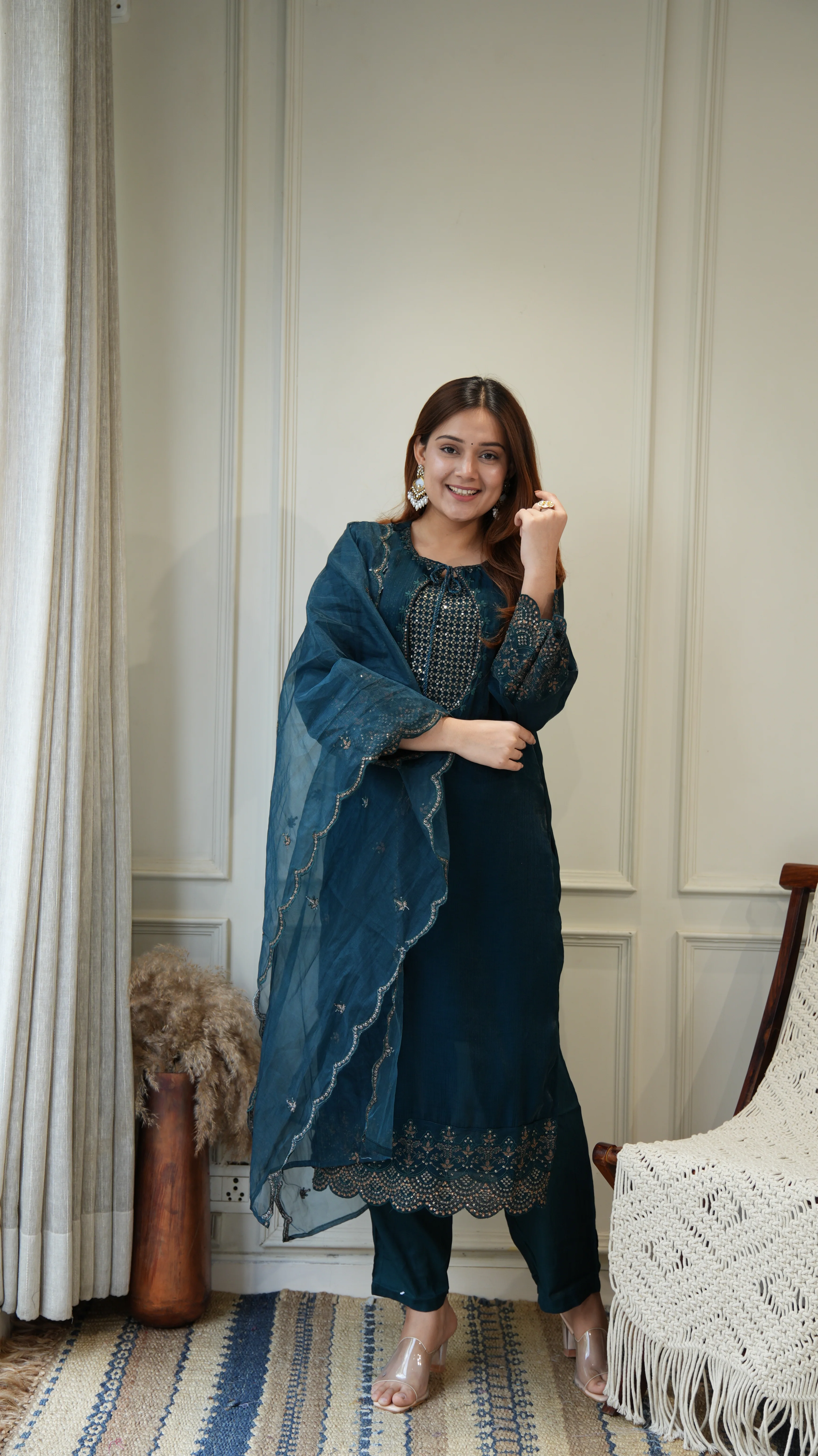 Ayesha Shimmer Tissue Embroidered Pant Set - Image 3