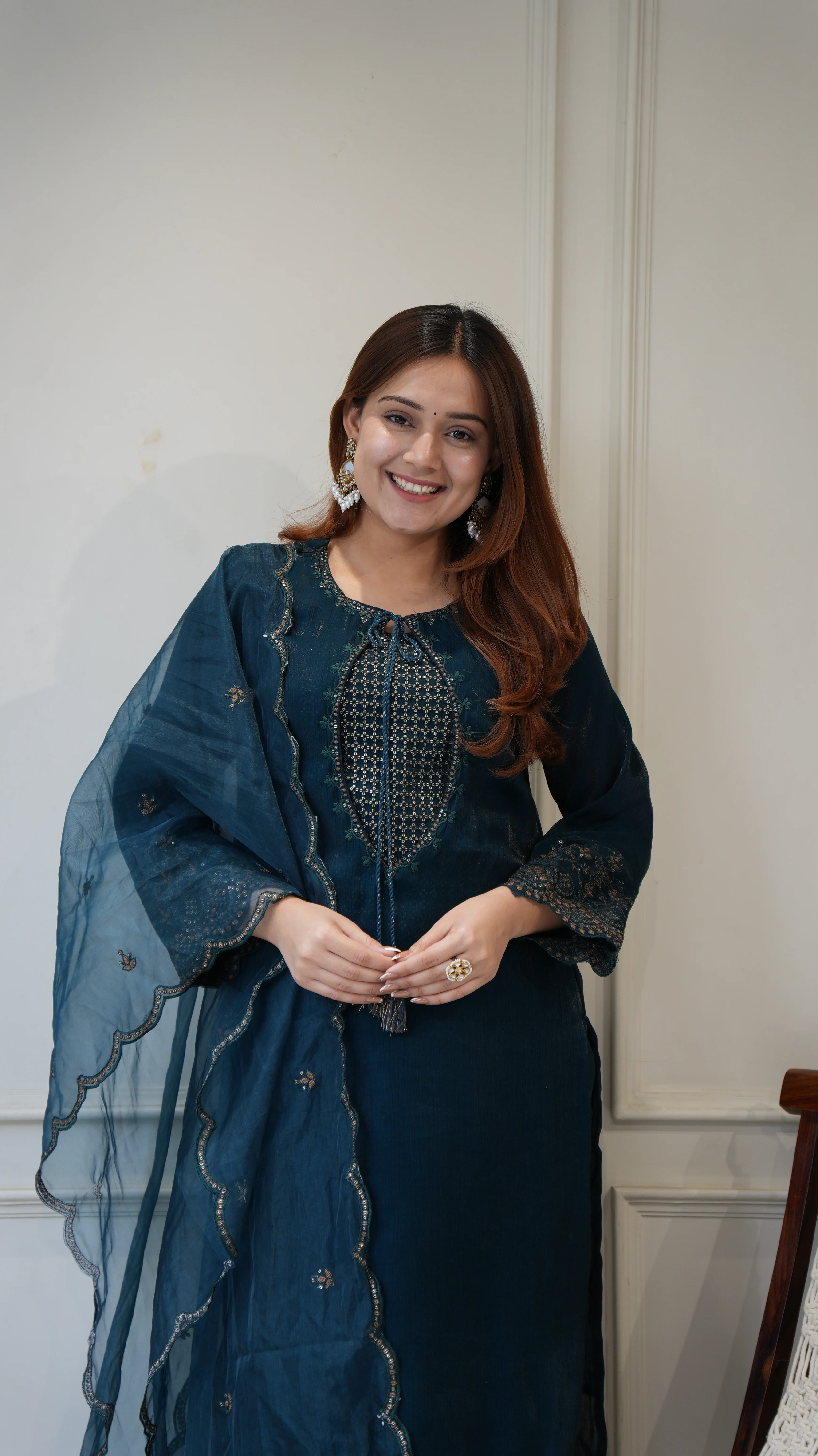 Ayesha Shimmer Tissue Embroidered Pant Set - Image 4
