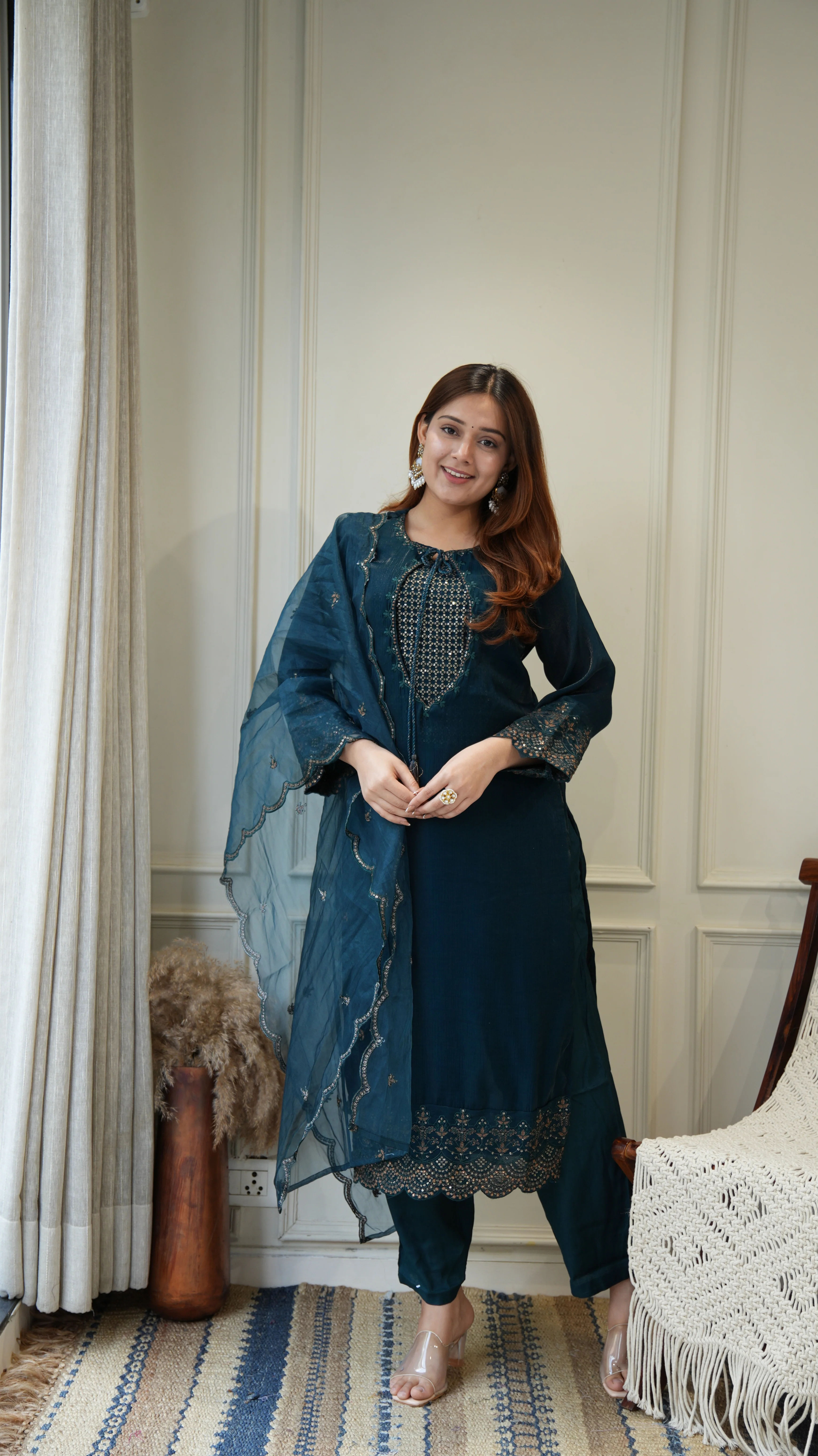 Ayesha Shimmer Tissue Embroidered Pant Set - Image 6