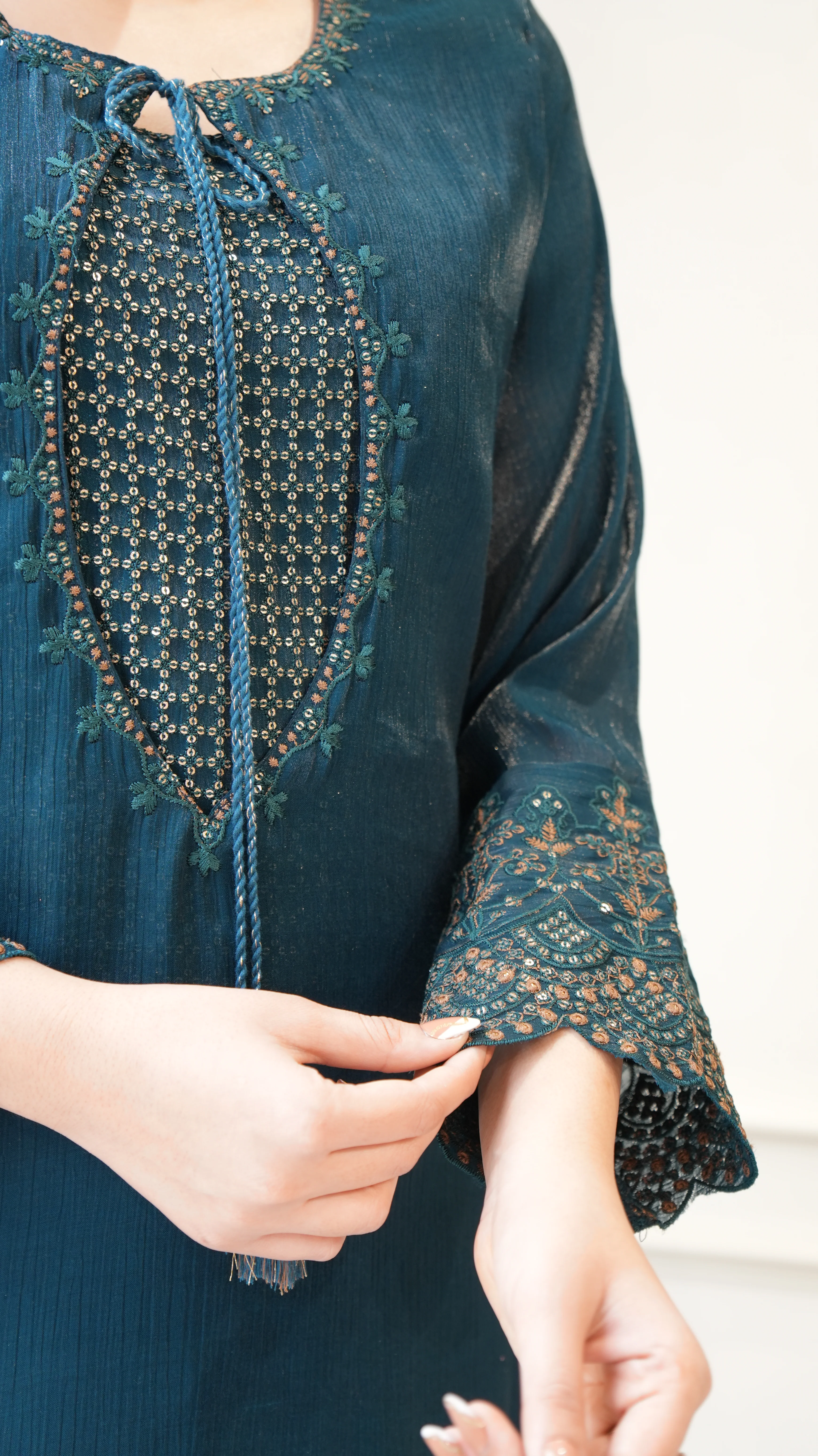 Ayesha Shimmer Tissue Embroidered Pant Set - Image 8